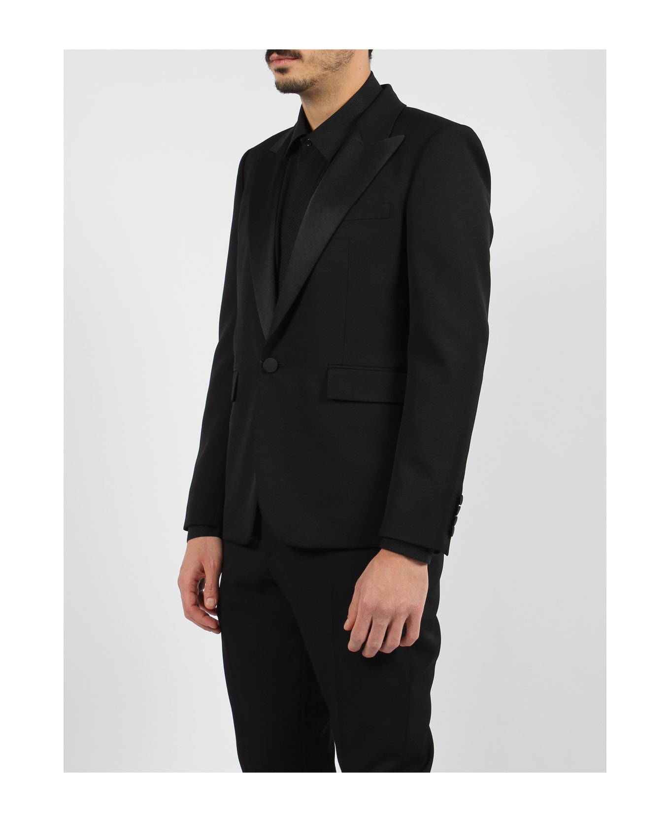 Saint Laurent Grain De Poudre Tuxedo Jacket - Black