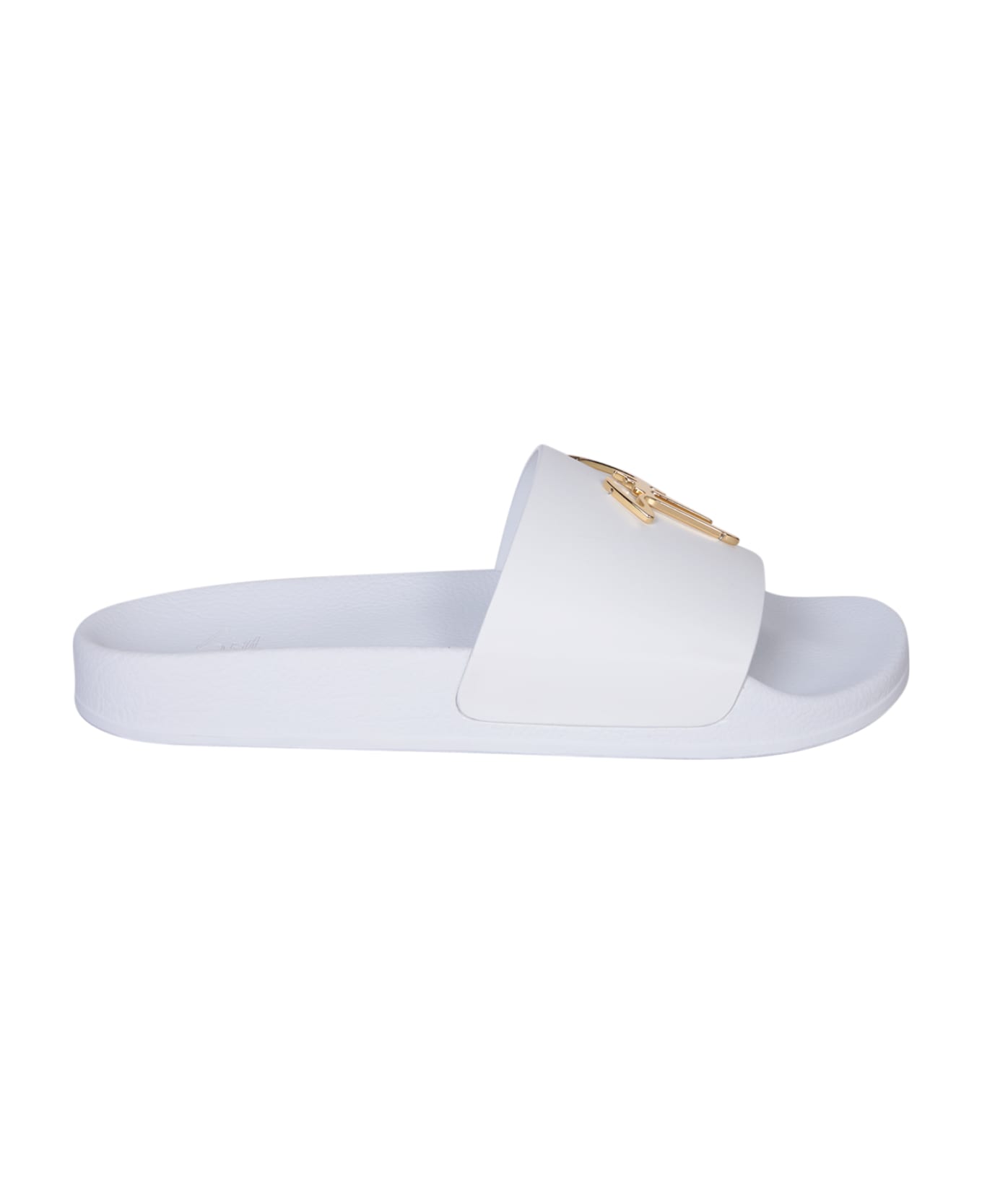 Giuseppe Zanotti Logo White/gold Slides - White
