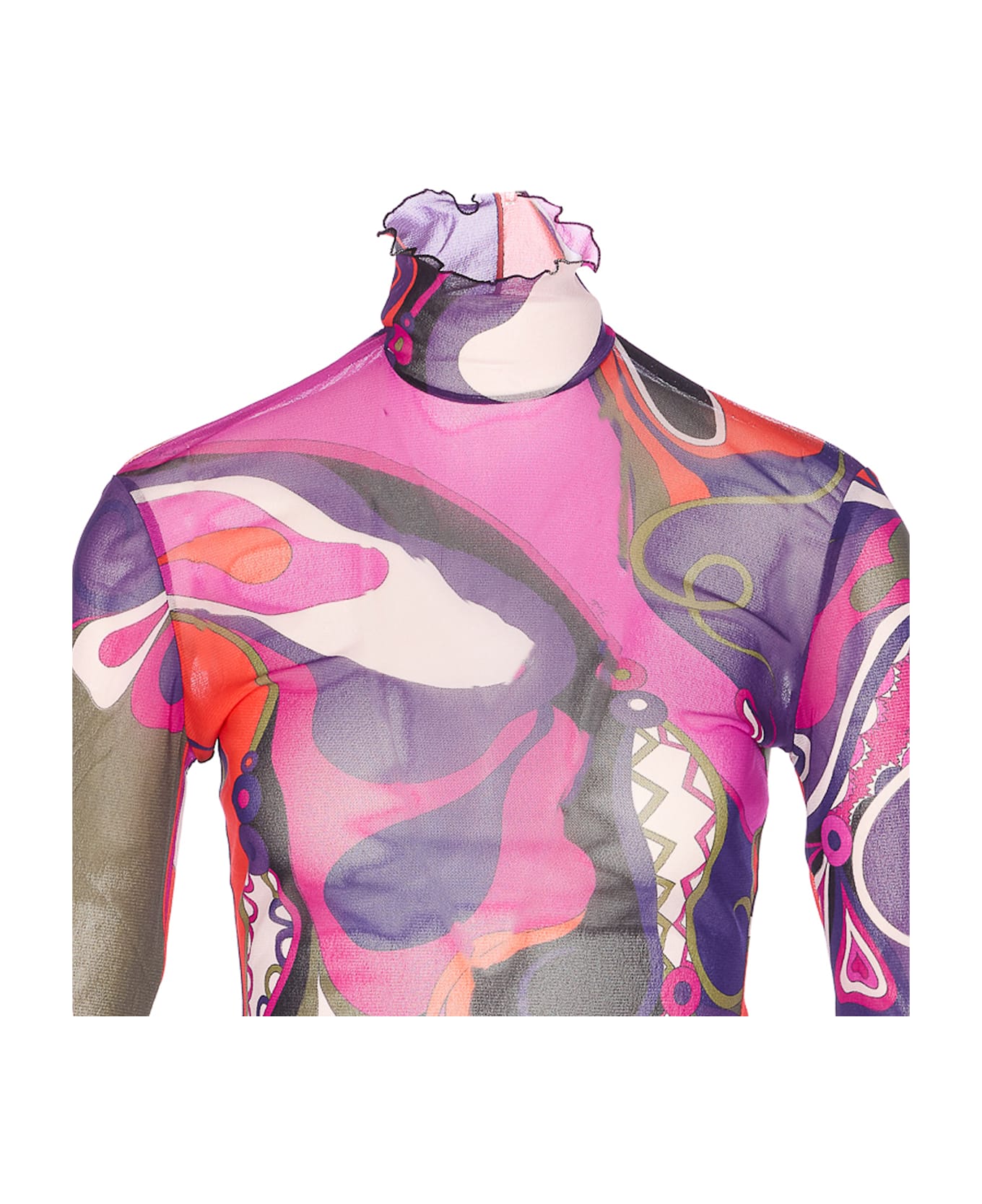 Pucci Orchidee Print Tulle Top - Pink