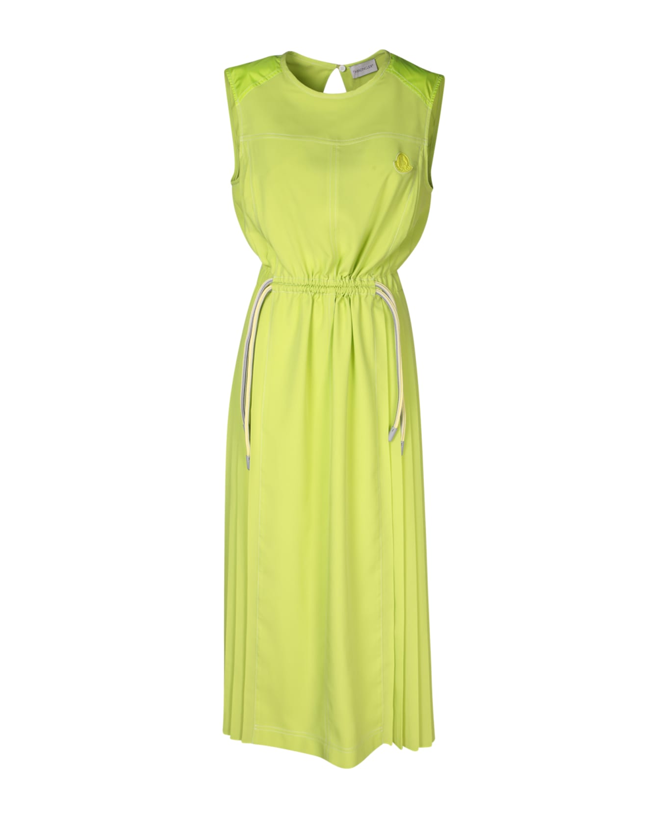 Moncler Lime Crepe De Chine Dress - Green