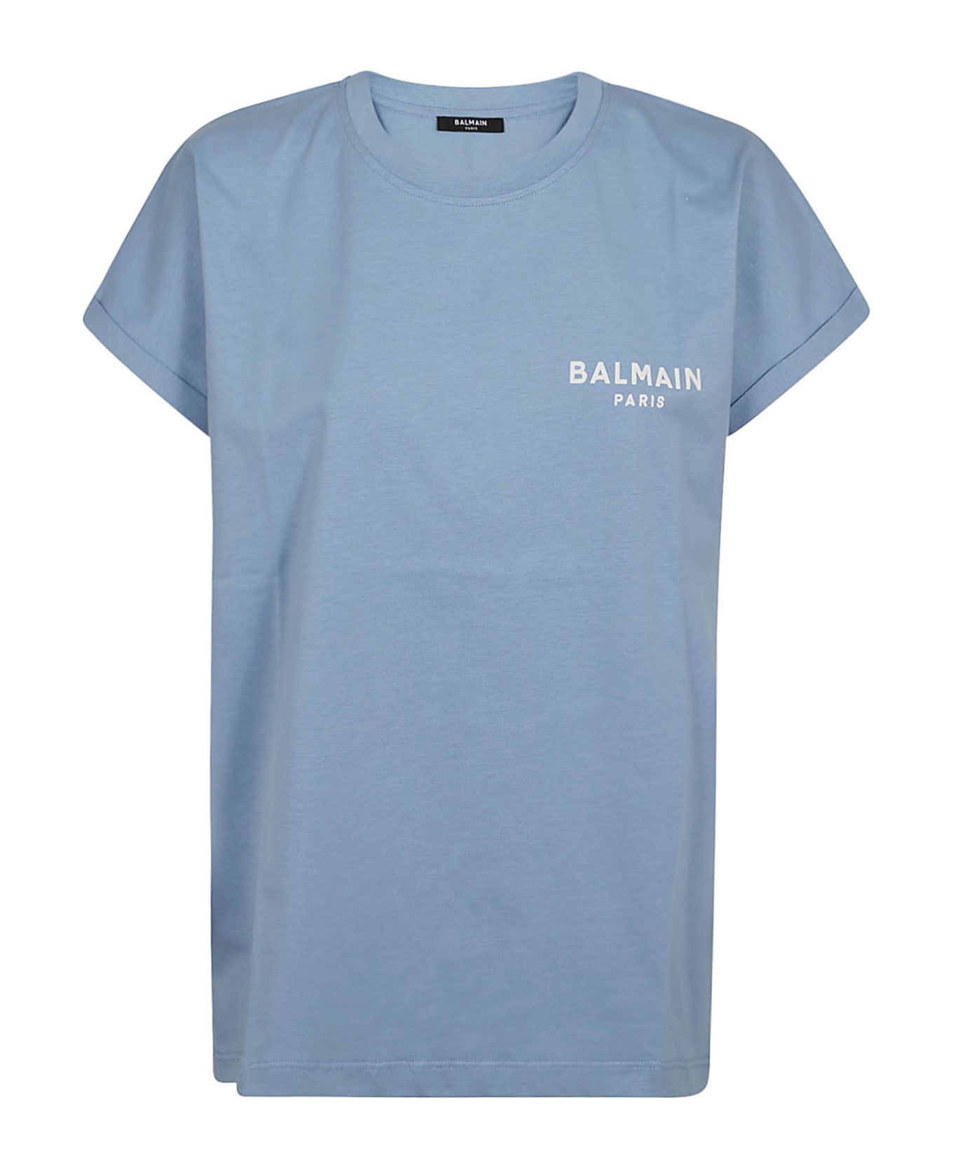 Balmain Flock Detail T-shirt - Slf Bleu Pale Naturel