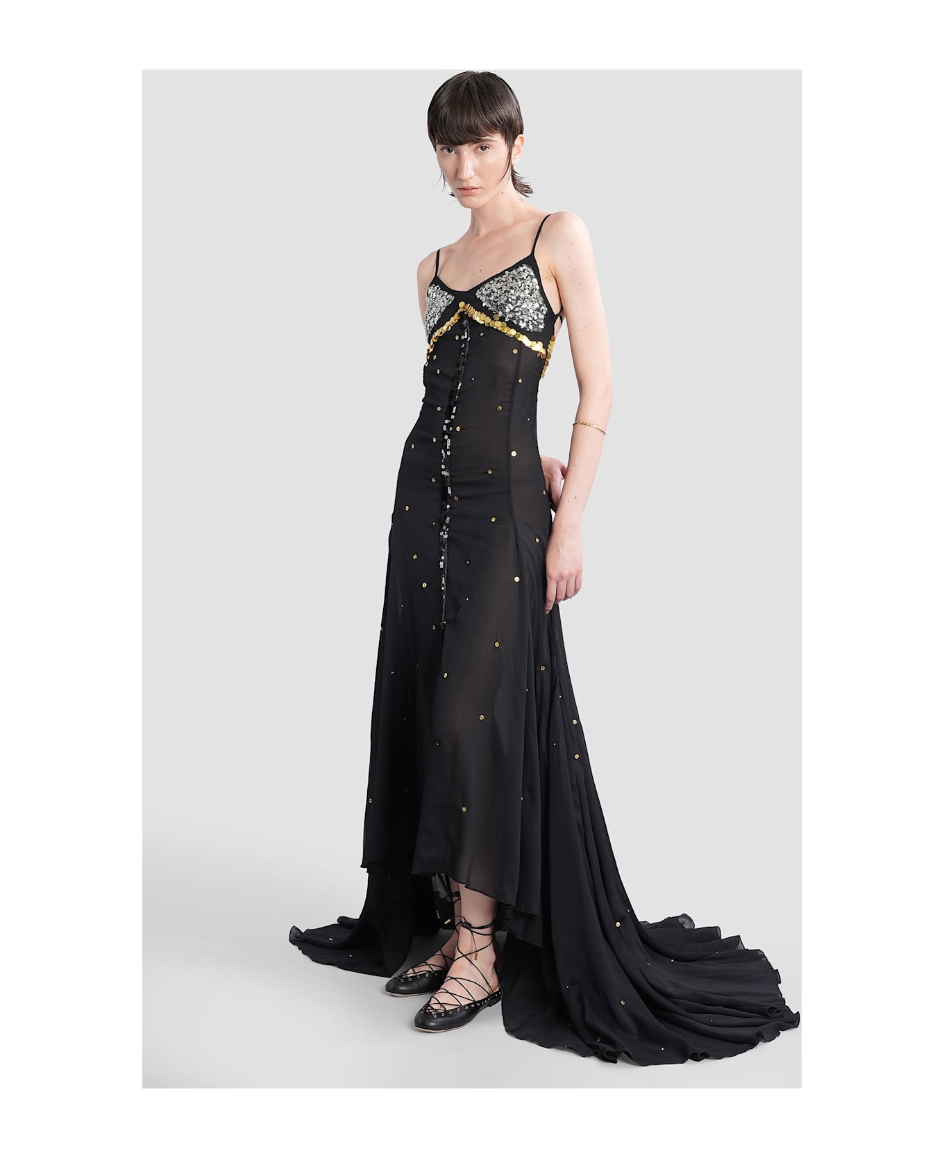 SIEDRES Vesina Long Dress In Black Polyester - black