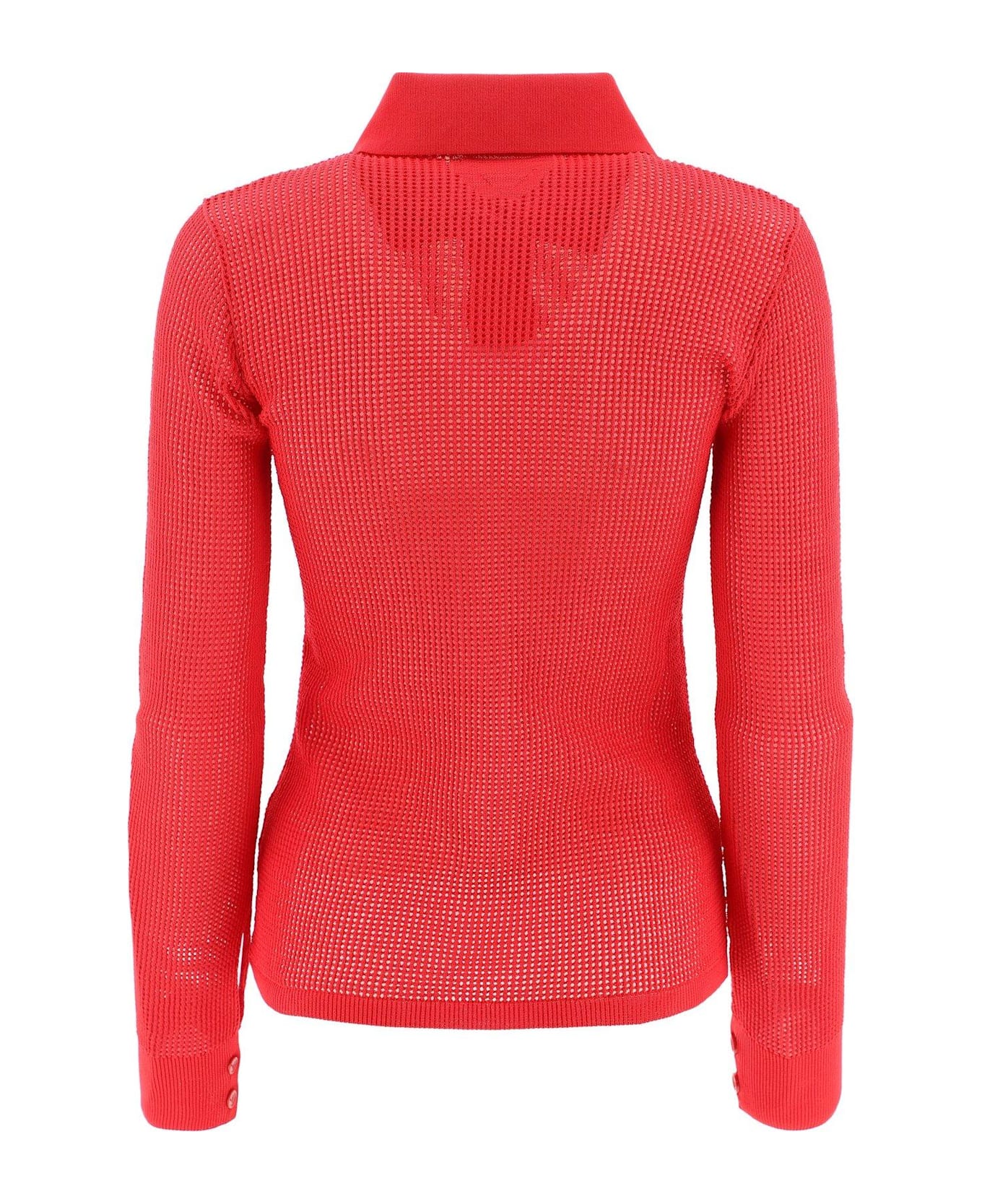 Bottega Veneta Mesh Buttoned Cardigan - RED
