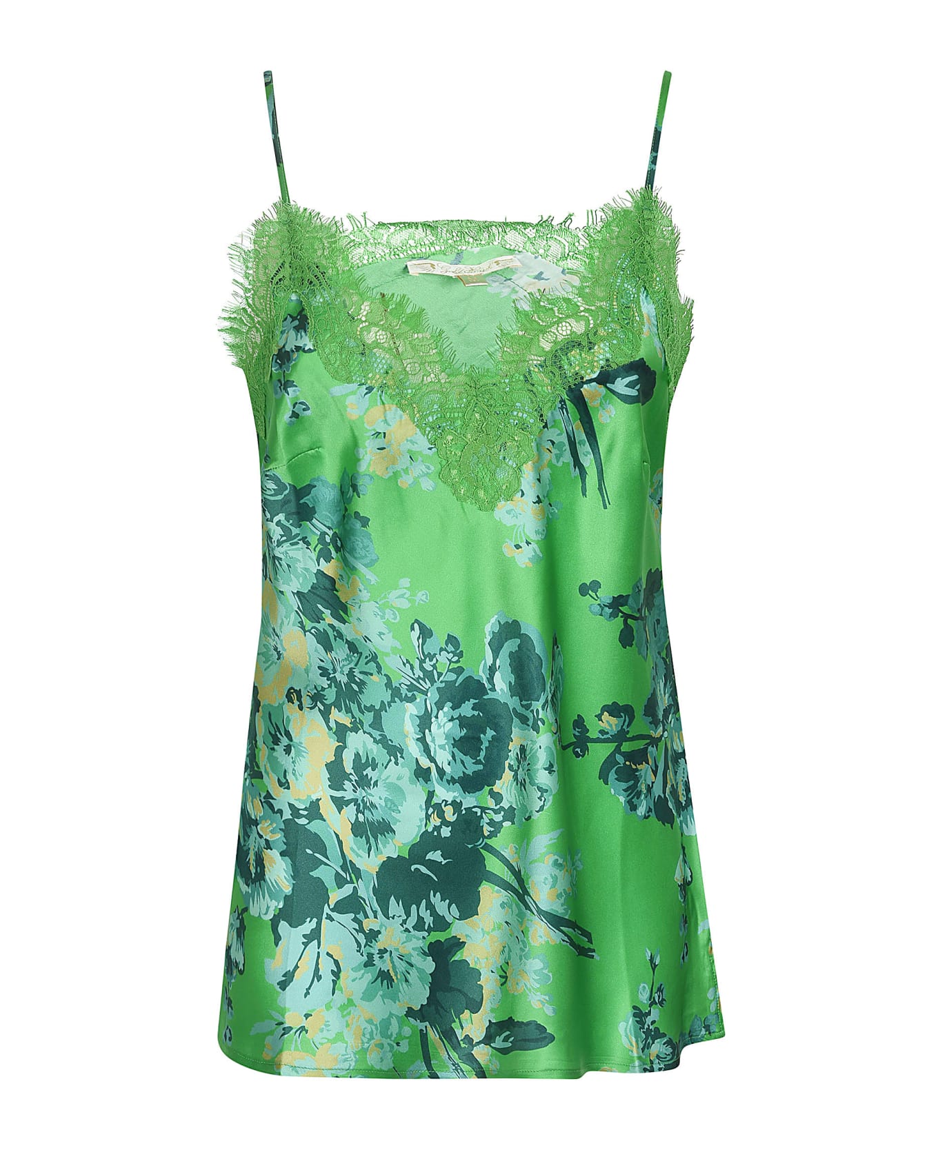 Gold Hawk Printed Laced Top - Apple Green