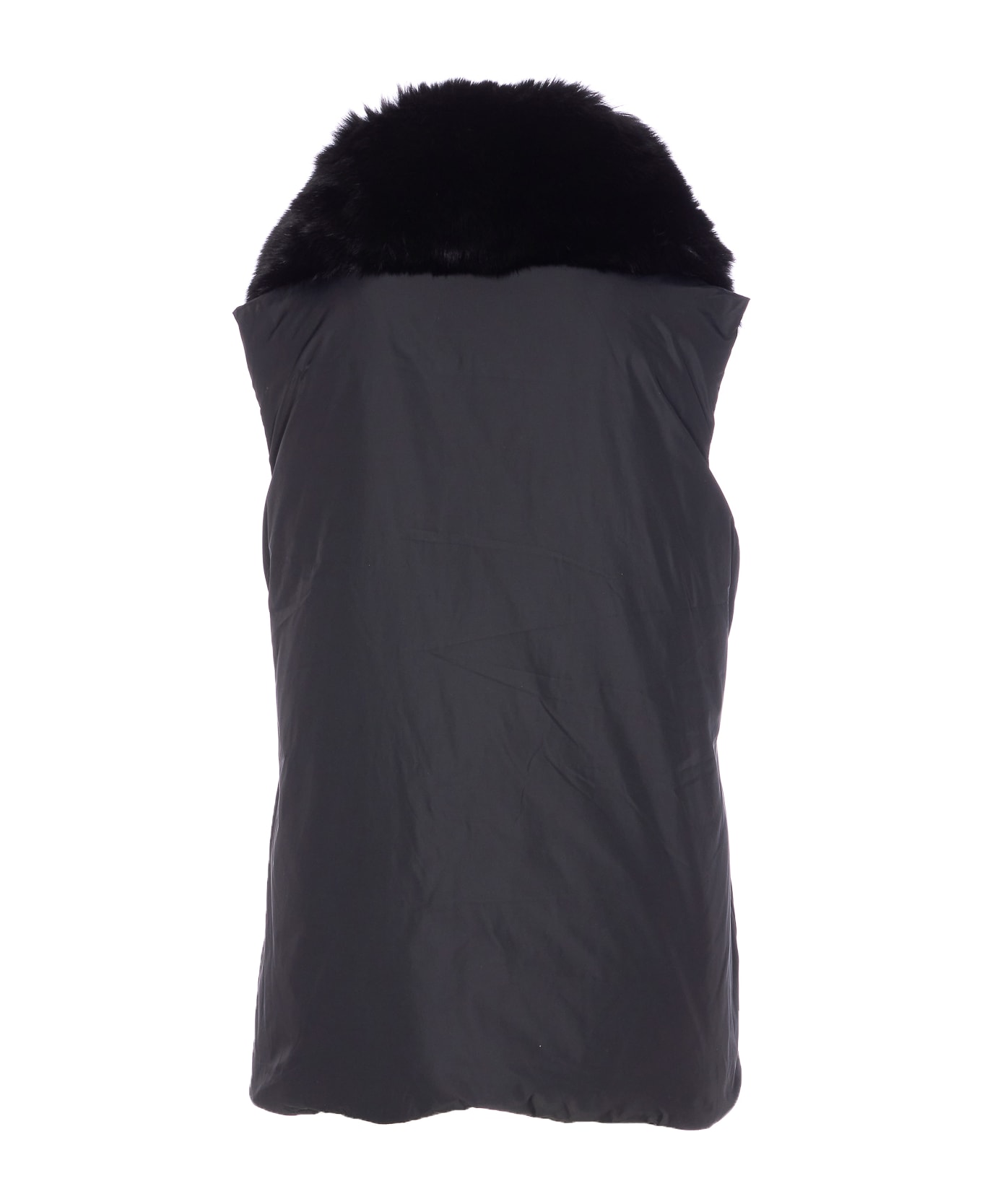 Yves Salomon Fur Detail Padded Vest - Black