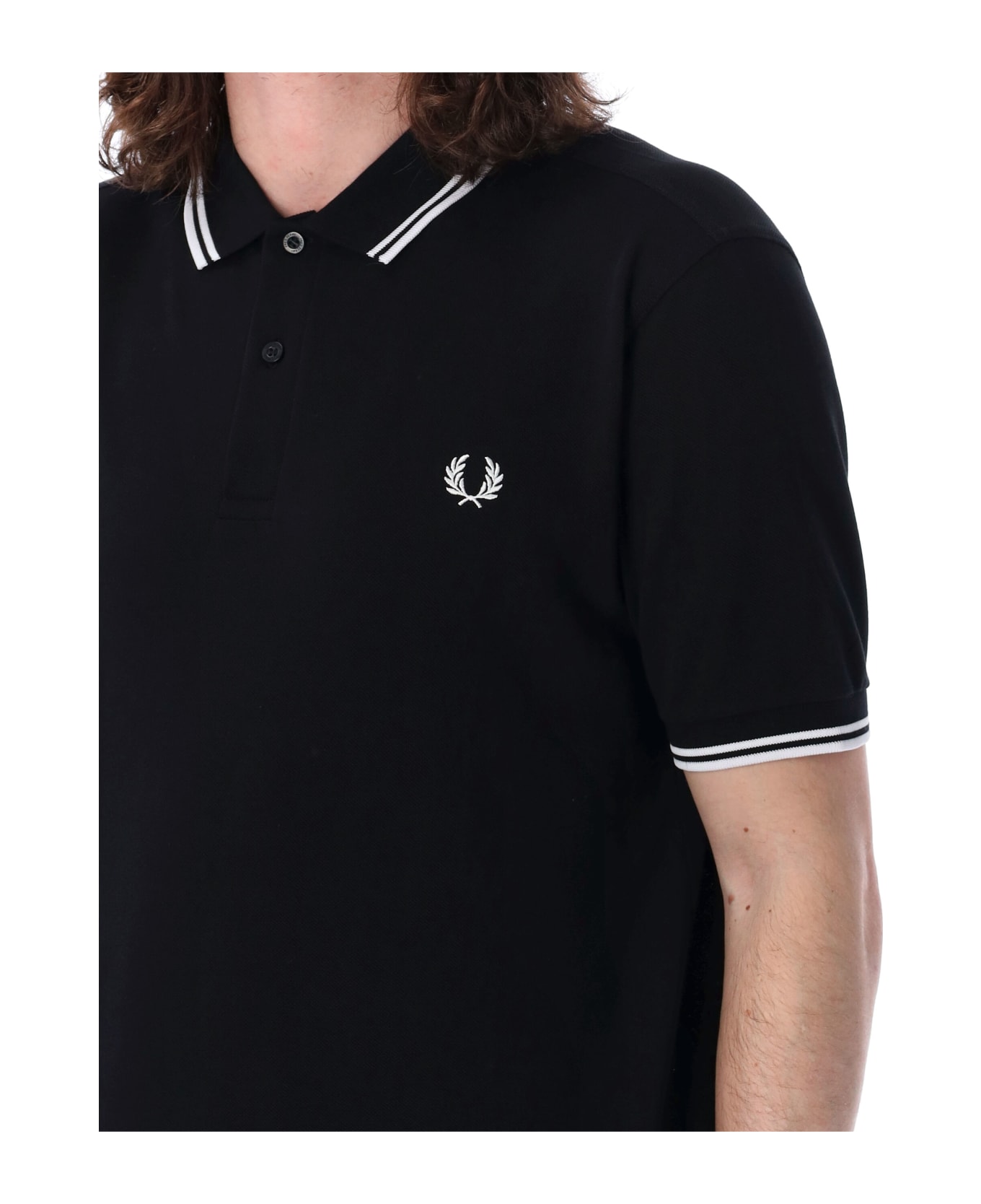 Fred Perry The Twin Tipped Piqué Polo Shirt - BLACK WHITE ポロシャツ