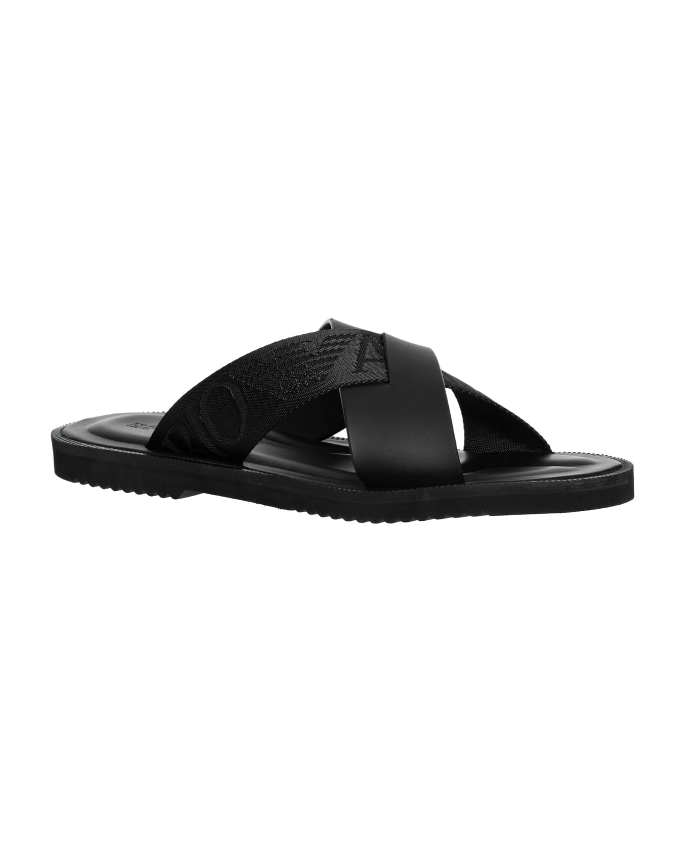 Emporio Armani Leather Sandals - Black