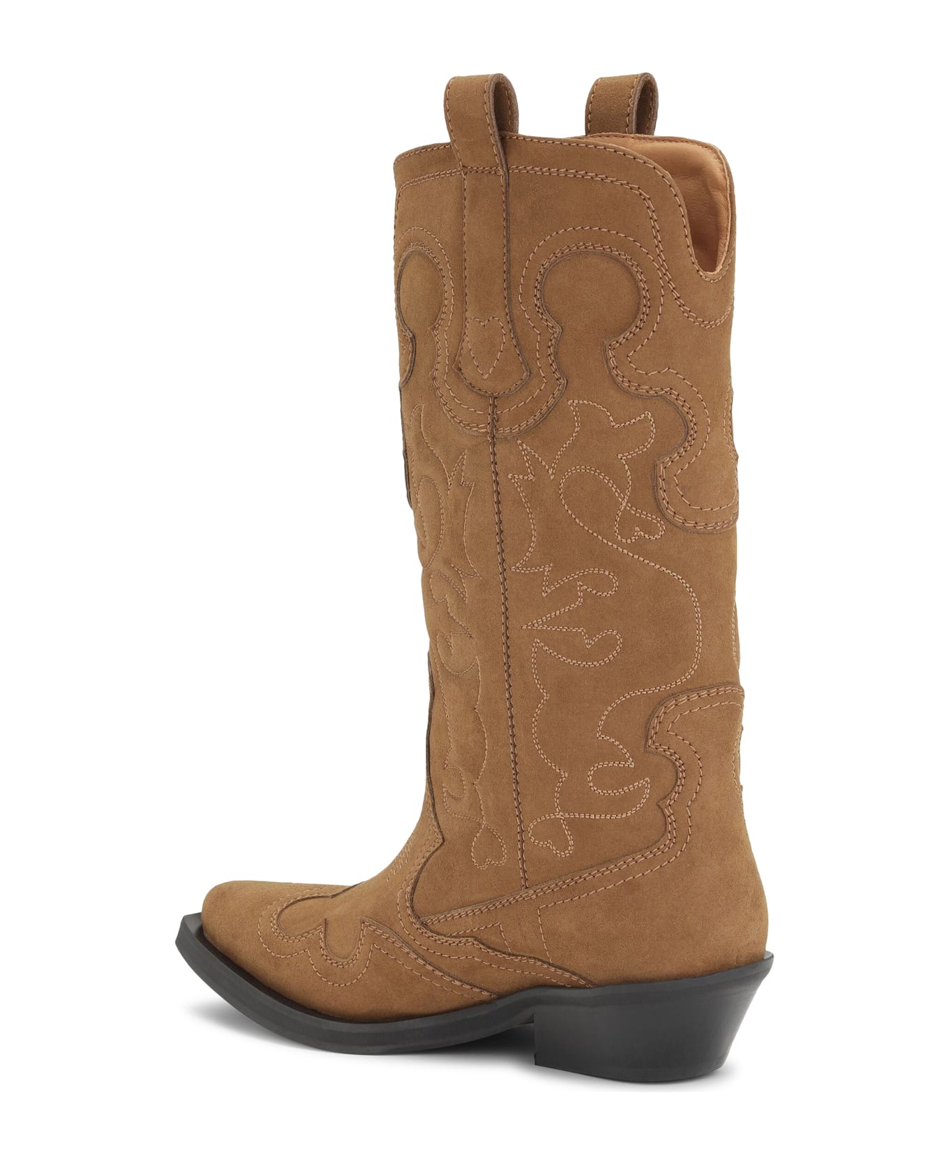 Ganni Stivali Western 40mm - Leather Brown