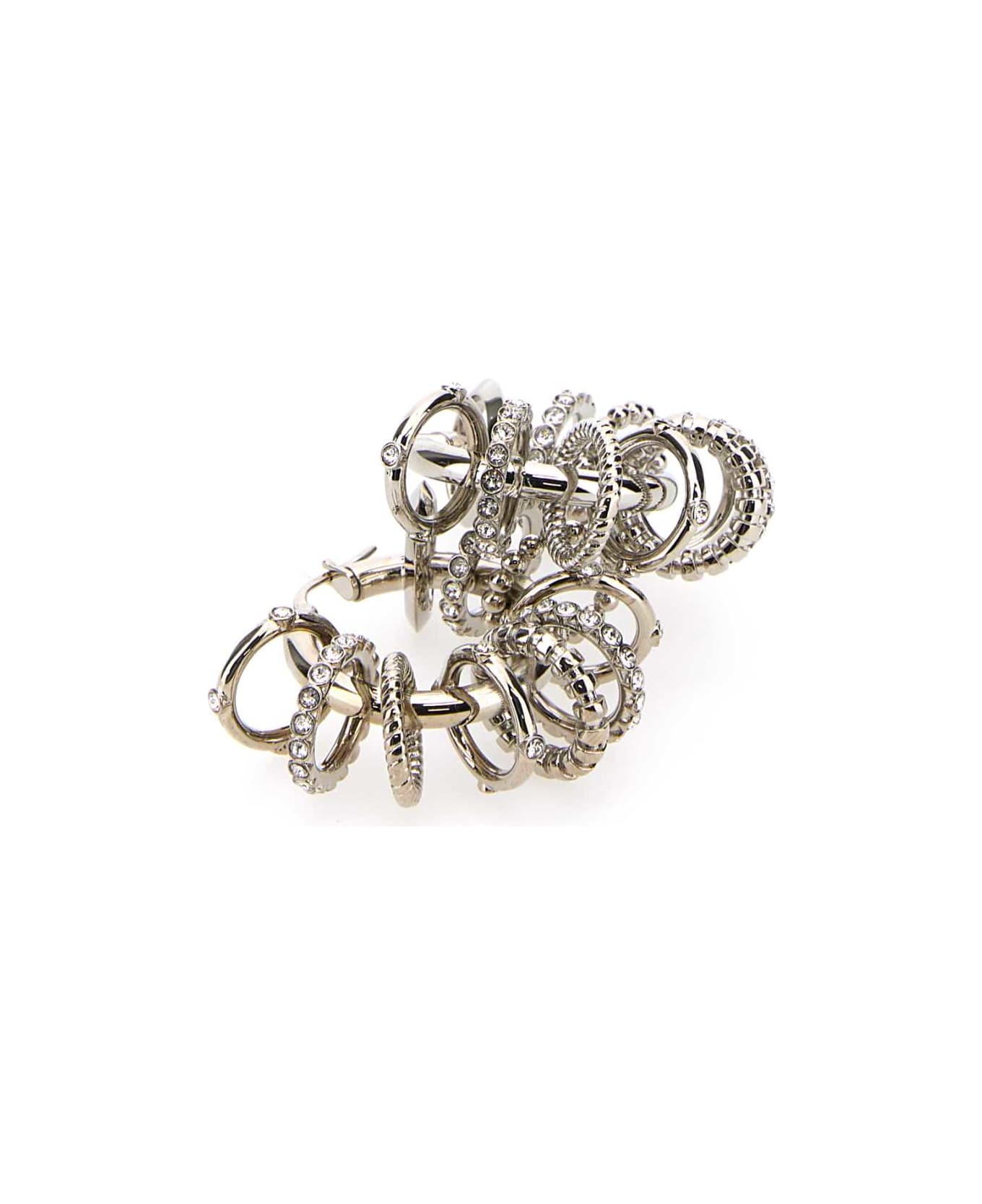 Amina Muaddi Silver Metal Multi Ring Earrings - WHICRYSIBA