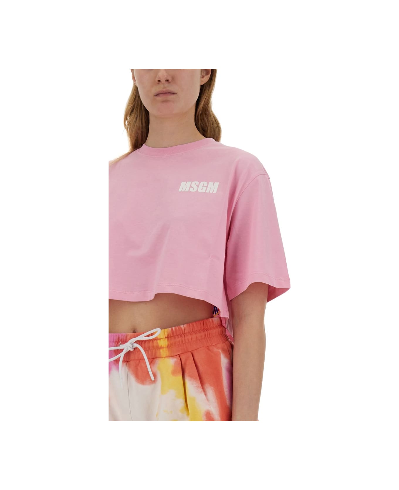 MSGM Cropped T-shirt - PINK
