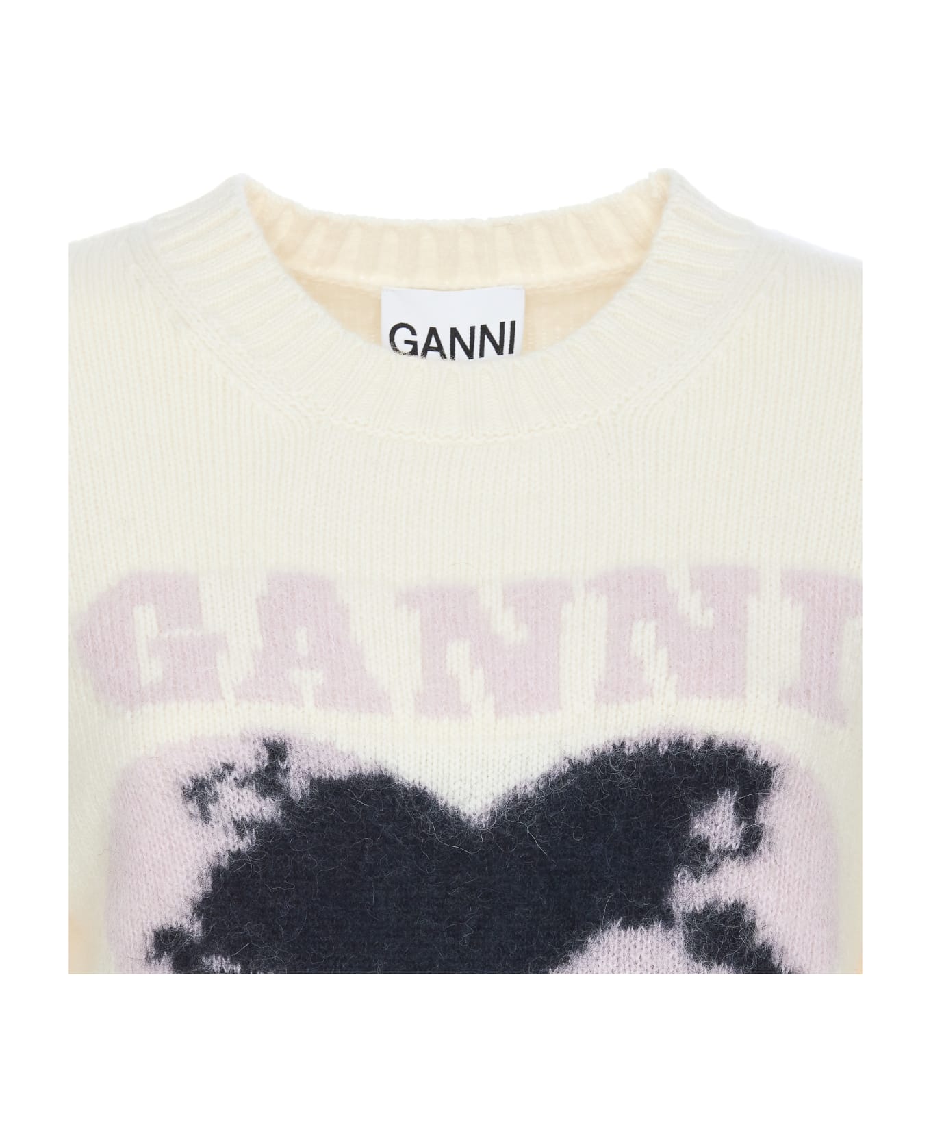 Ganni Graphic Soft Wool Sweater - White ニットウェア