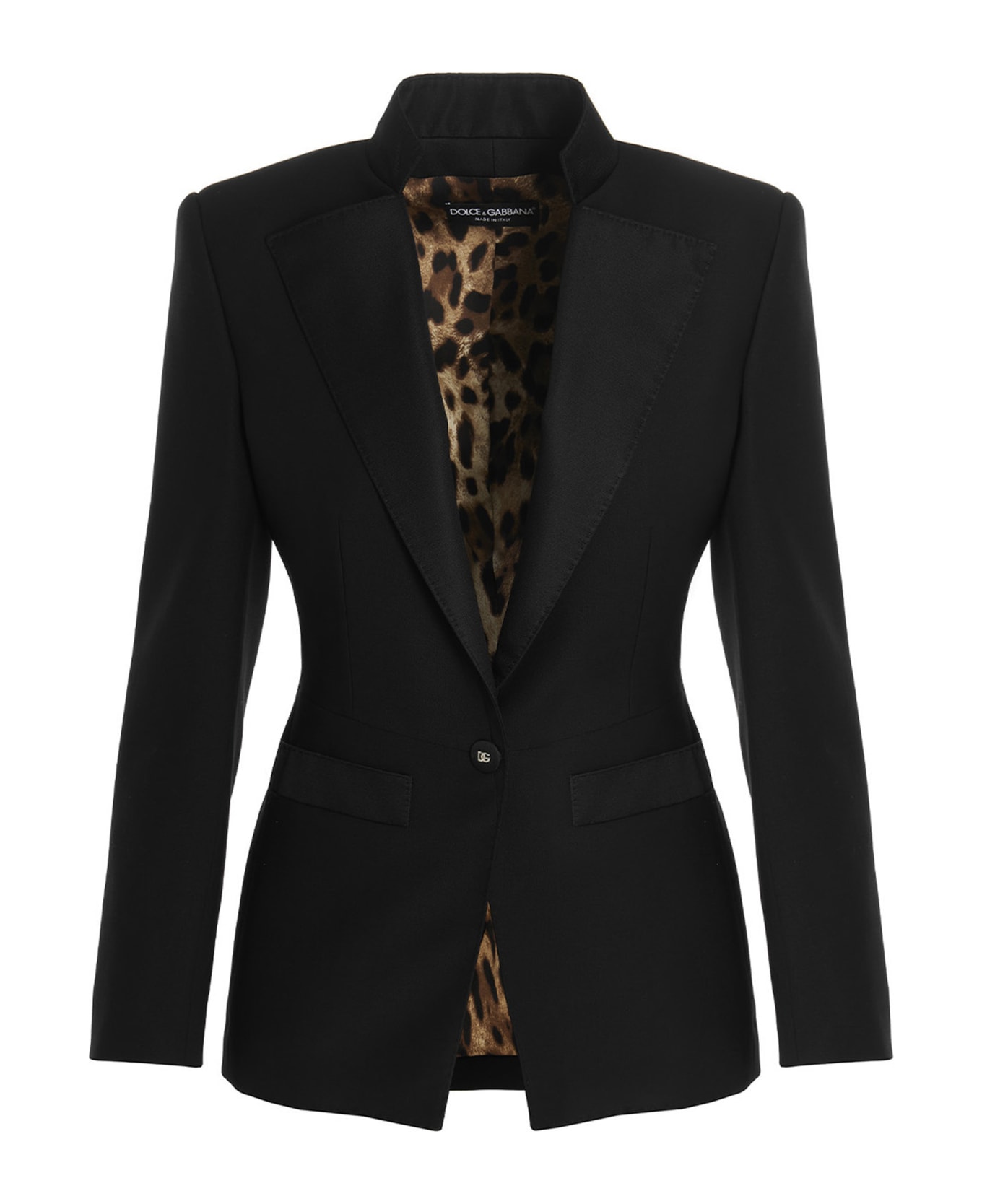 Dolce & Gabbana Logo Button Single Breast Blazer Jacket - Black  