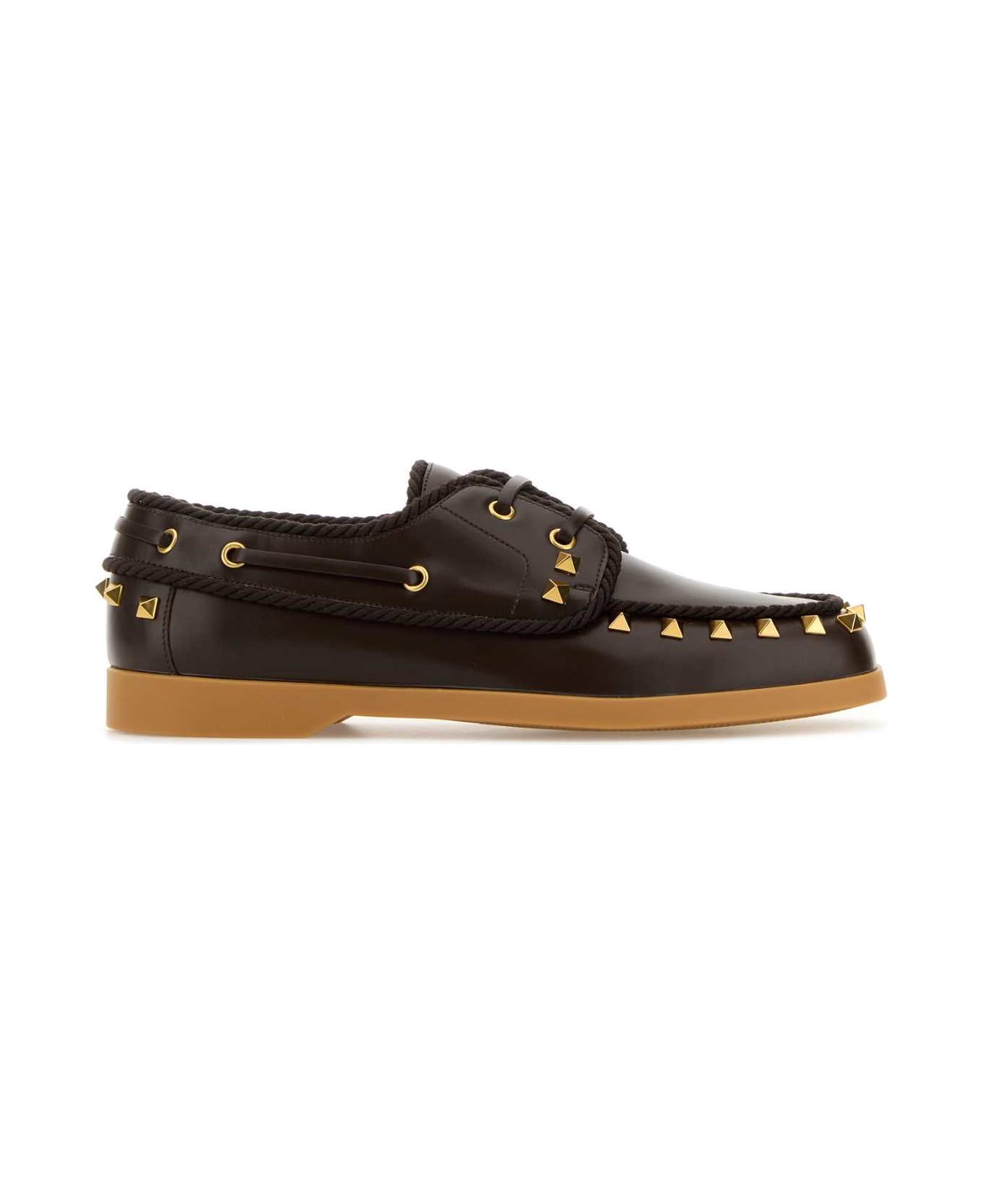 Valentino Garavani Dark Brown Leather Loafers - FONDANT