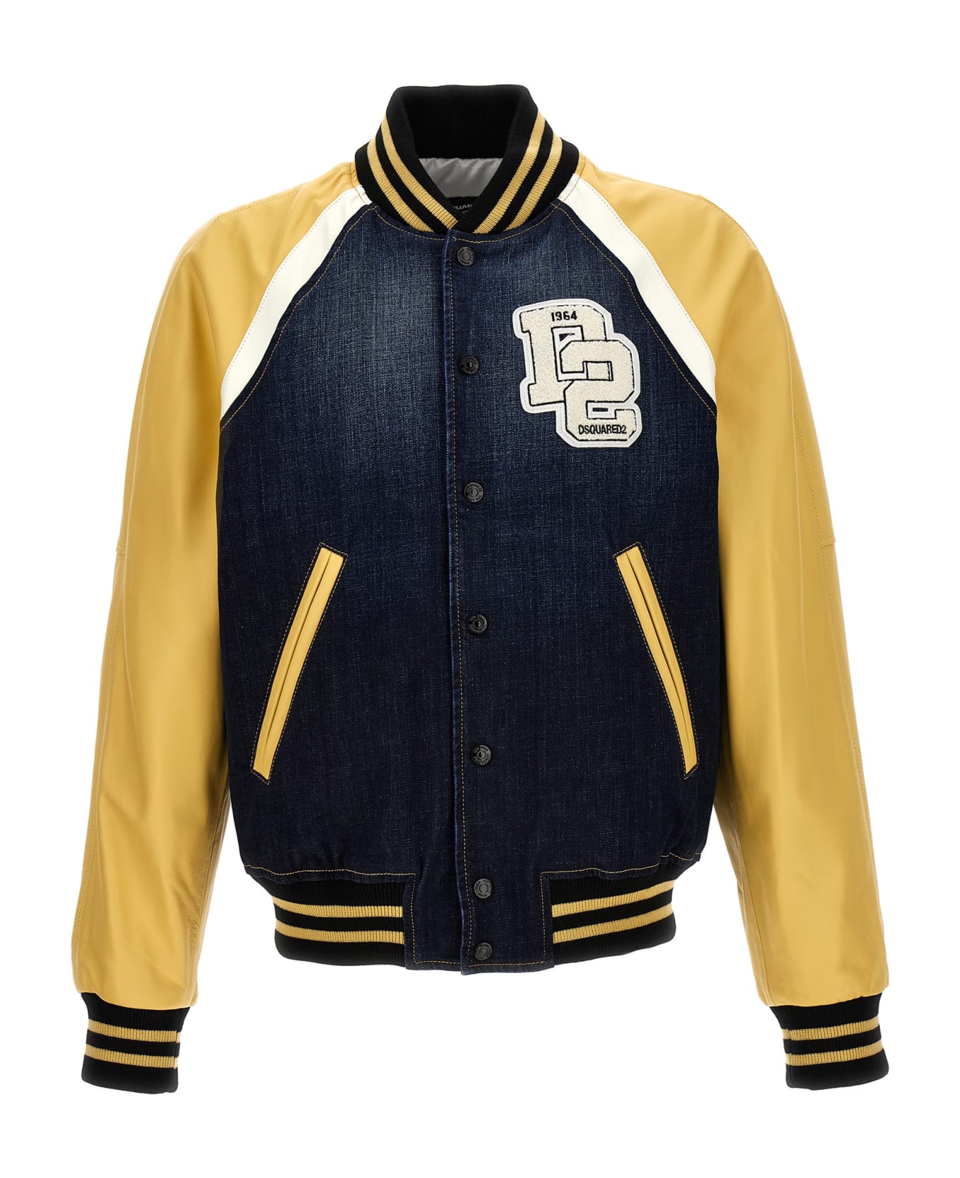 Dsquared2 Varsity Jacket With Logo Patch And Contrasting Sleeves - Multicolor