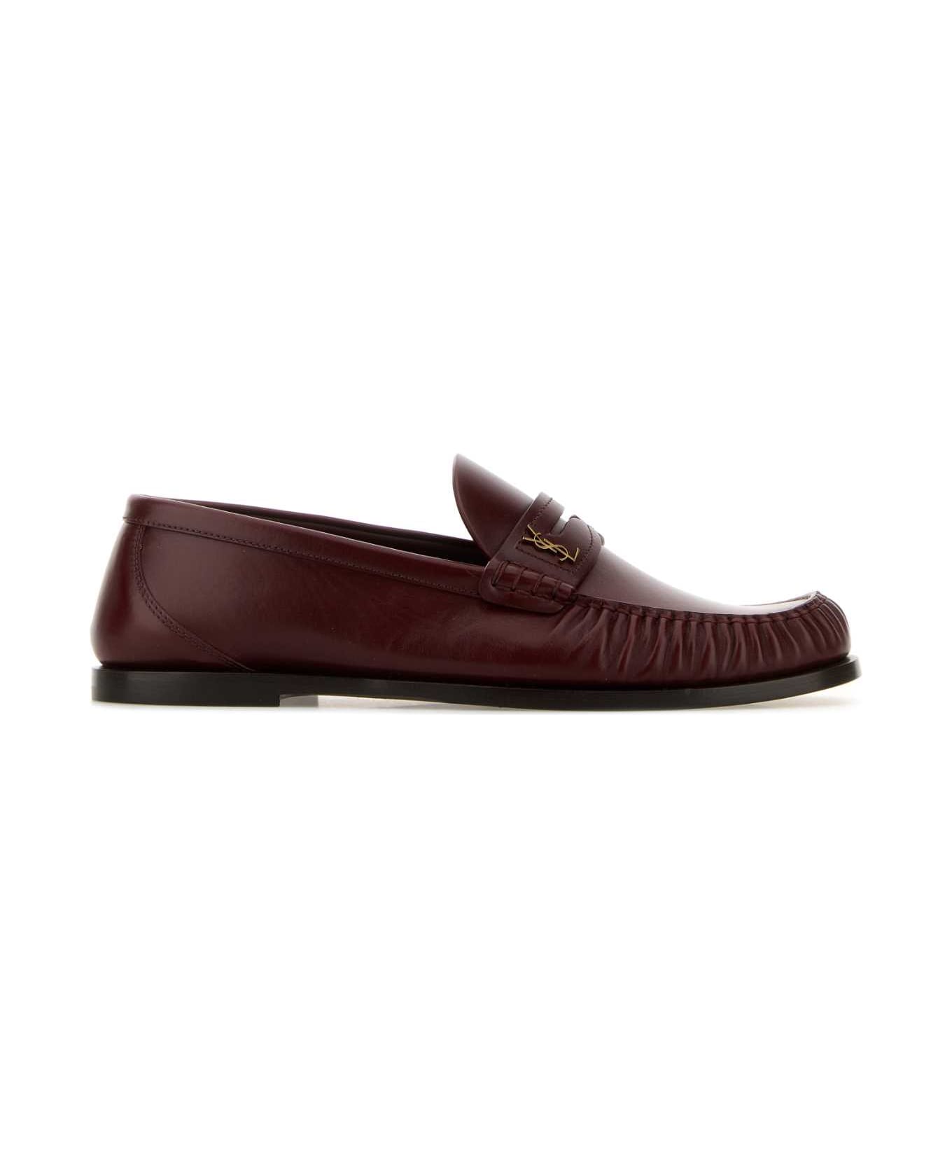Saint Laurent Grape Leather Loafers - VENDOME RED