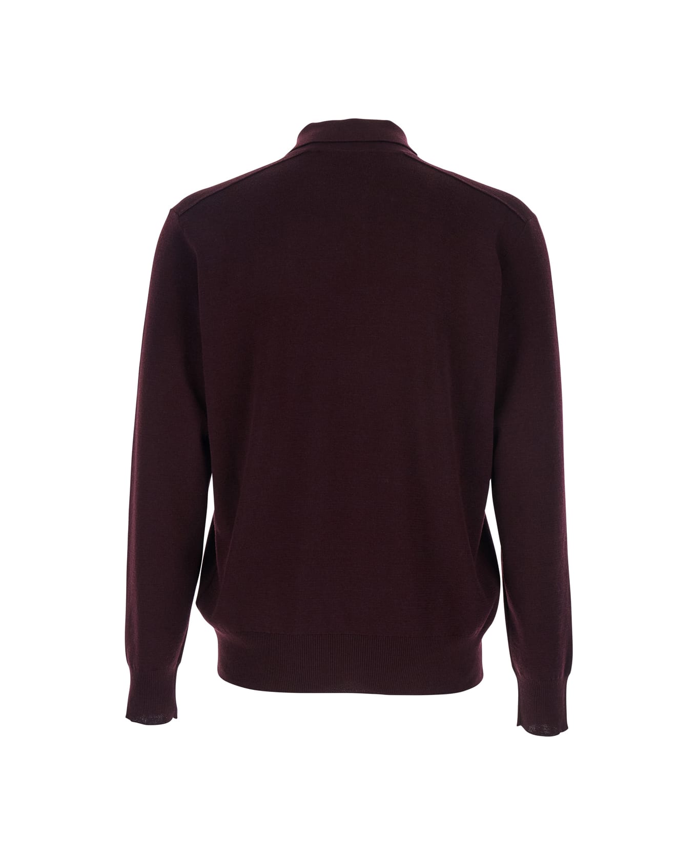 Burberry Bordeaux Polo Shirt With Classic Collar And Check Detail In Wool Man - RED