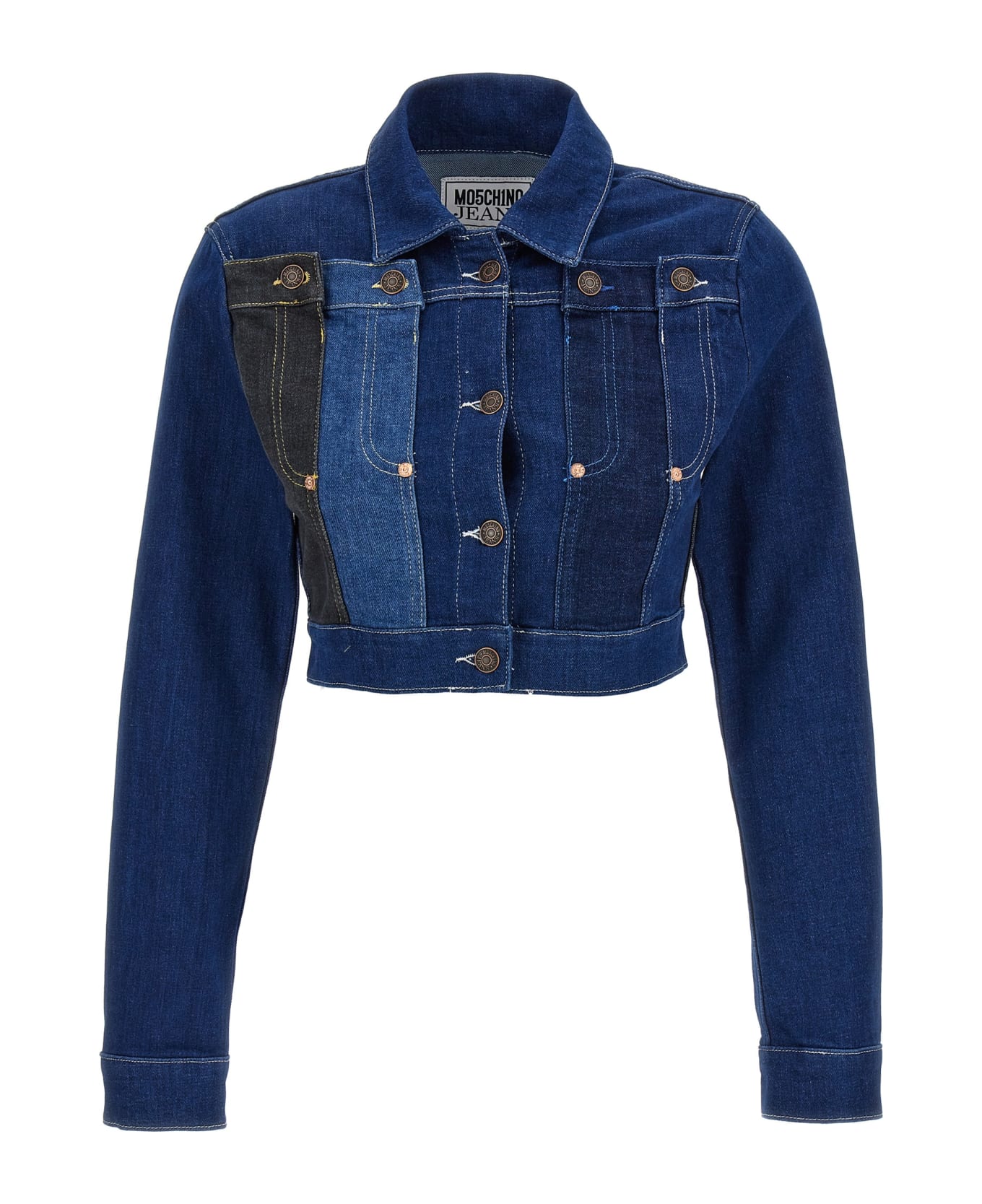 M05CH1N0 Jeans Cropped Denim Jacket - Blue