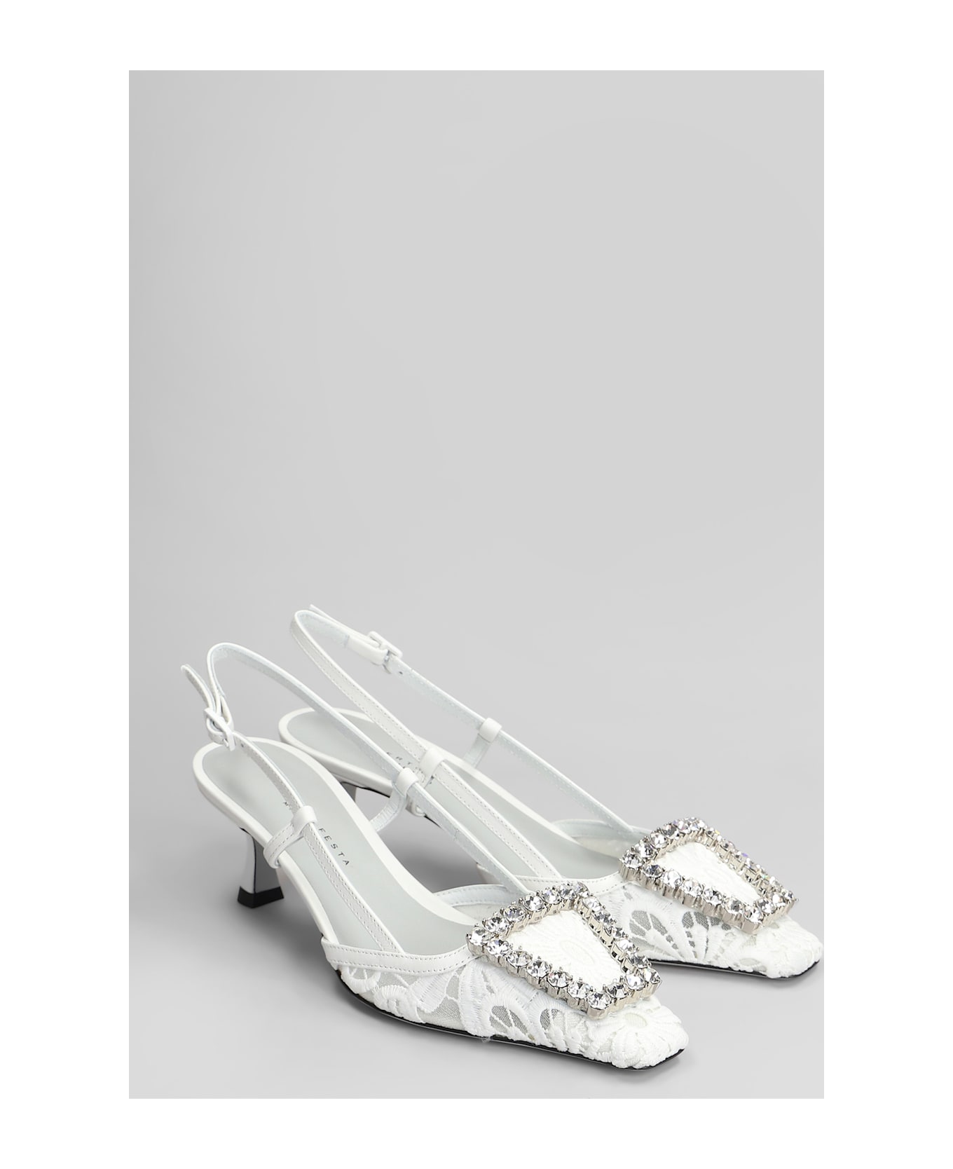 Roberto Festa Vittoria Pumps In White Leather And Fabric - white