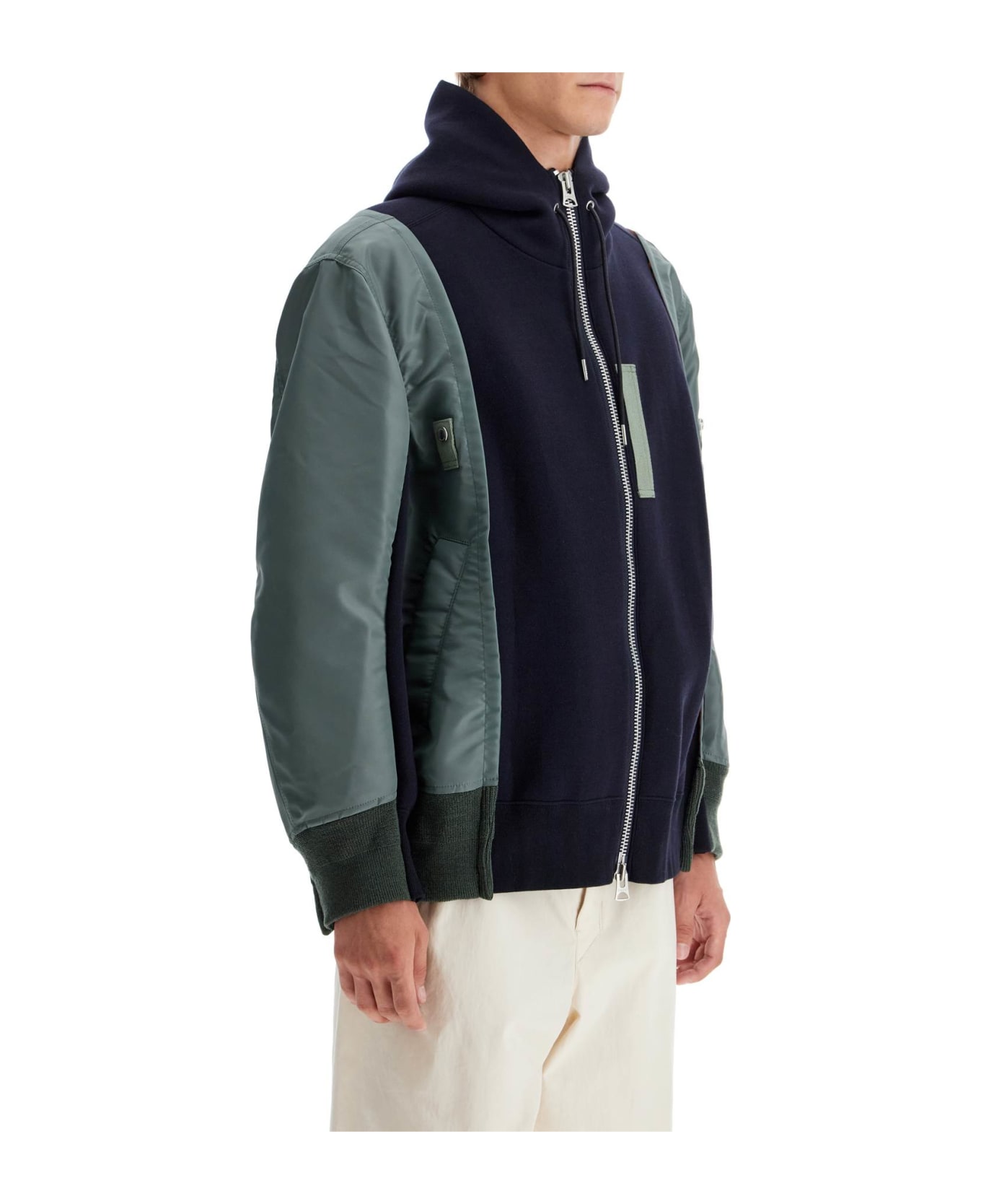 Sacai Bomber Fleece Hoodie Zip - NAVYBKHAKI