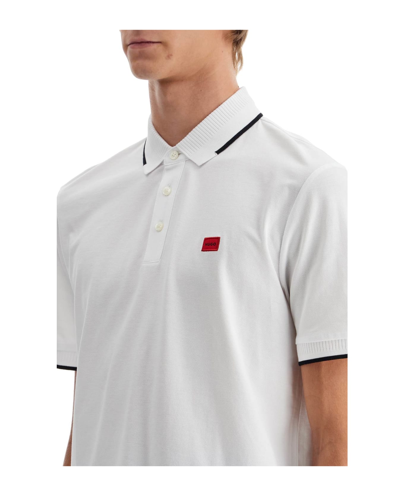 Hugo Boss Polo Shirt With Contrasting Finishing Details - WHITE