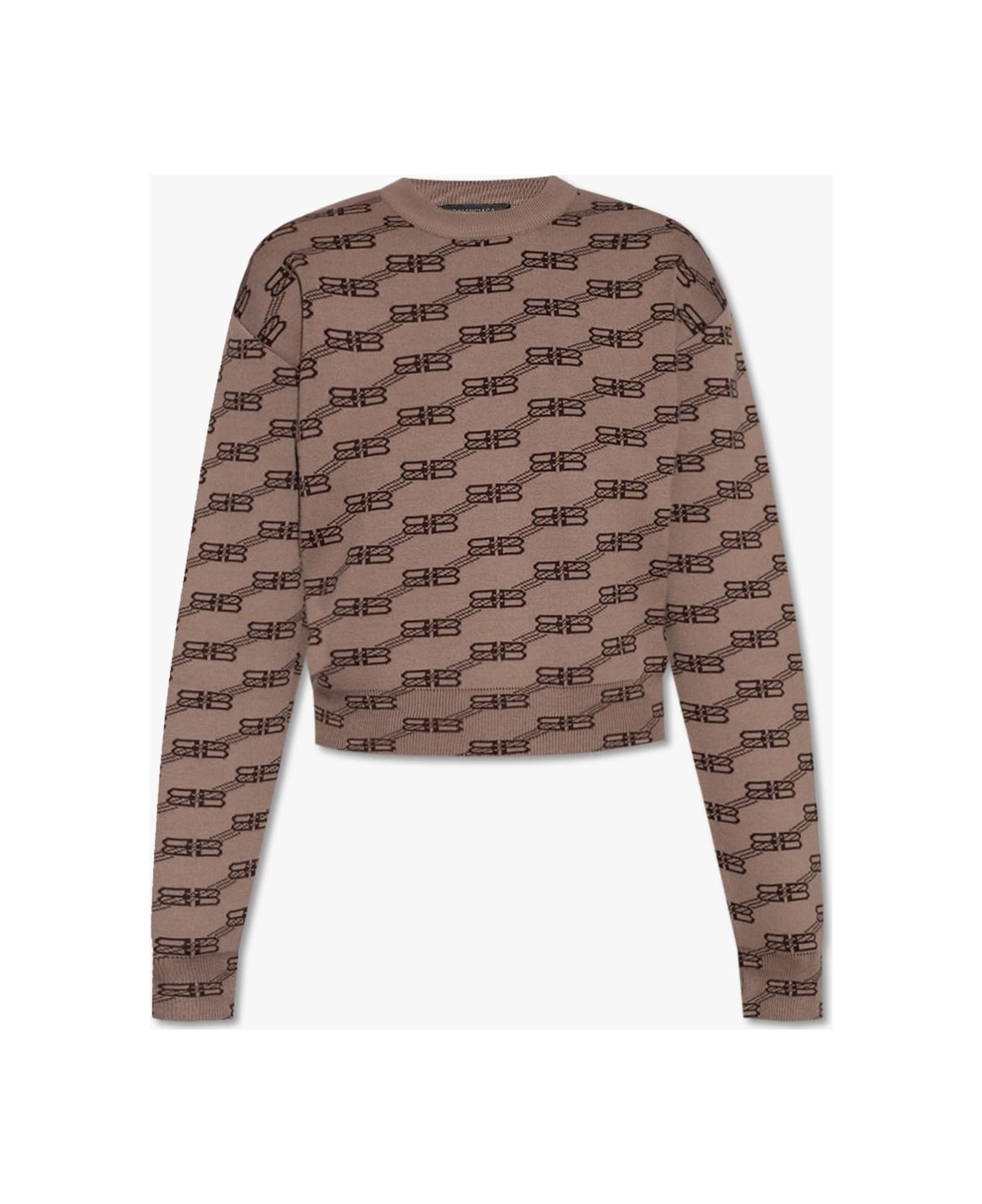 Balenciaga Sweater With Monogram - Beige/brown