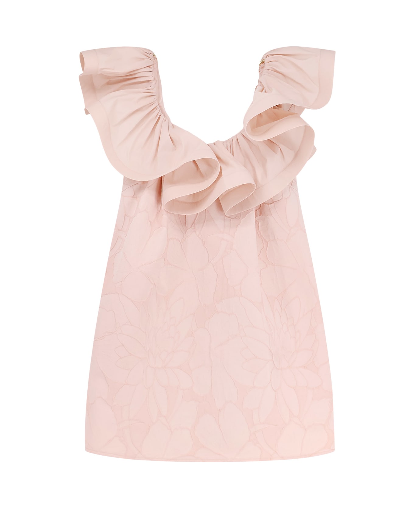 Elisabetta Franchi Floral Jacquard Mini Dress With Ruches - Pink