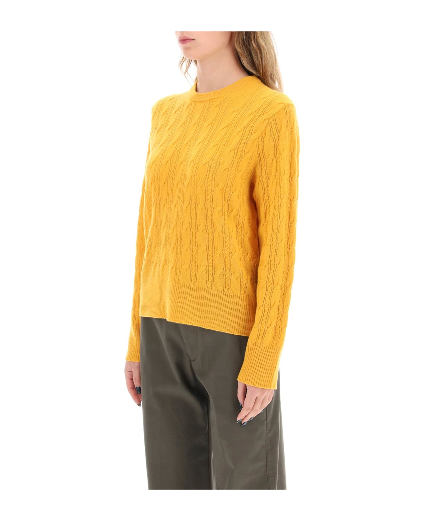 Guest in Residence Twin Cable Cashmere Sweater - HONEY (Yellow) ニットウェア