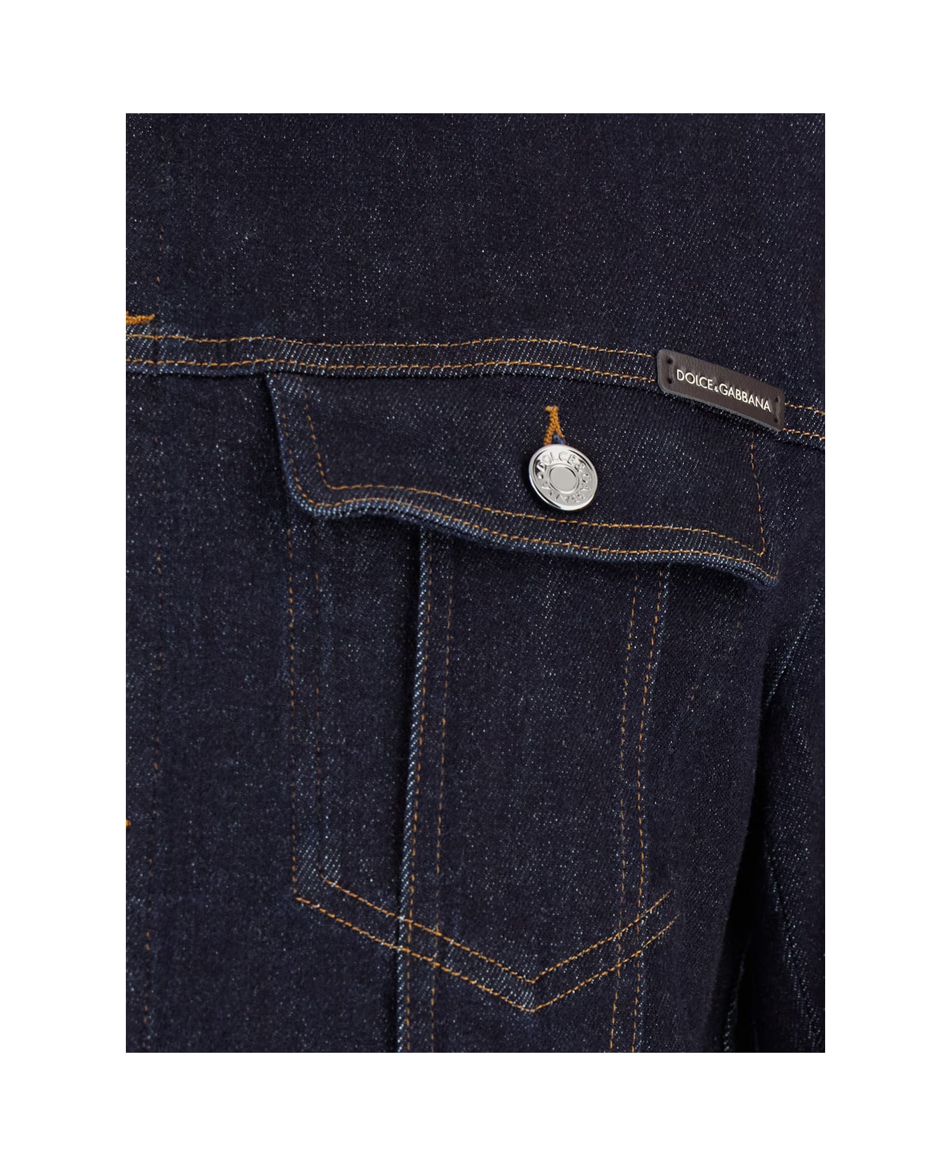 Dolce & Gabbana Dark Blue Jacket With Classic Collar And Contrasting Stitching In Denim Stretch And Cashmere Man - Blu