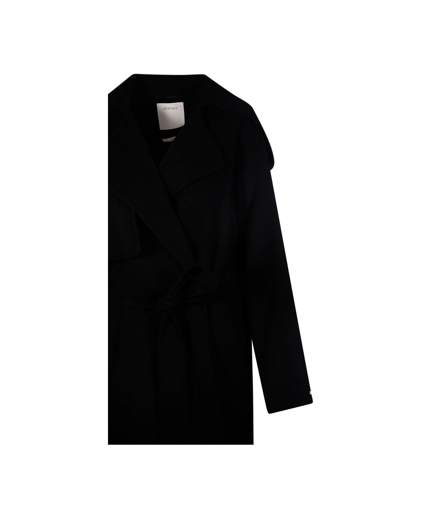 SportMax Belted Long-sleeved Coat - Black コート