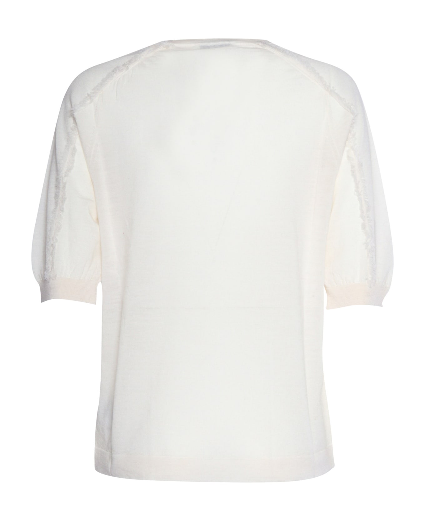 Ballantyne White Short Sleeved Sweater - WHITE