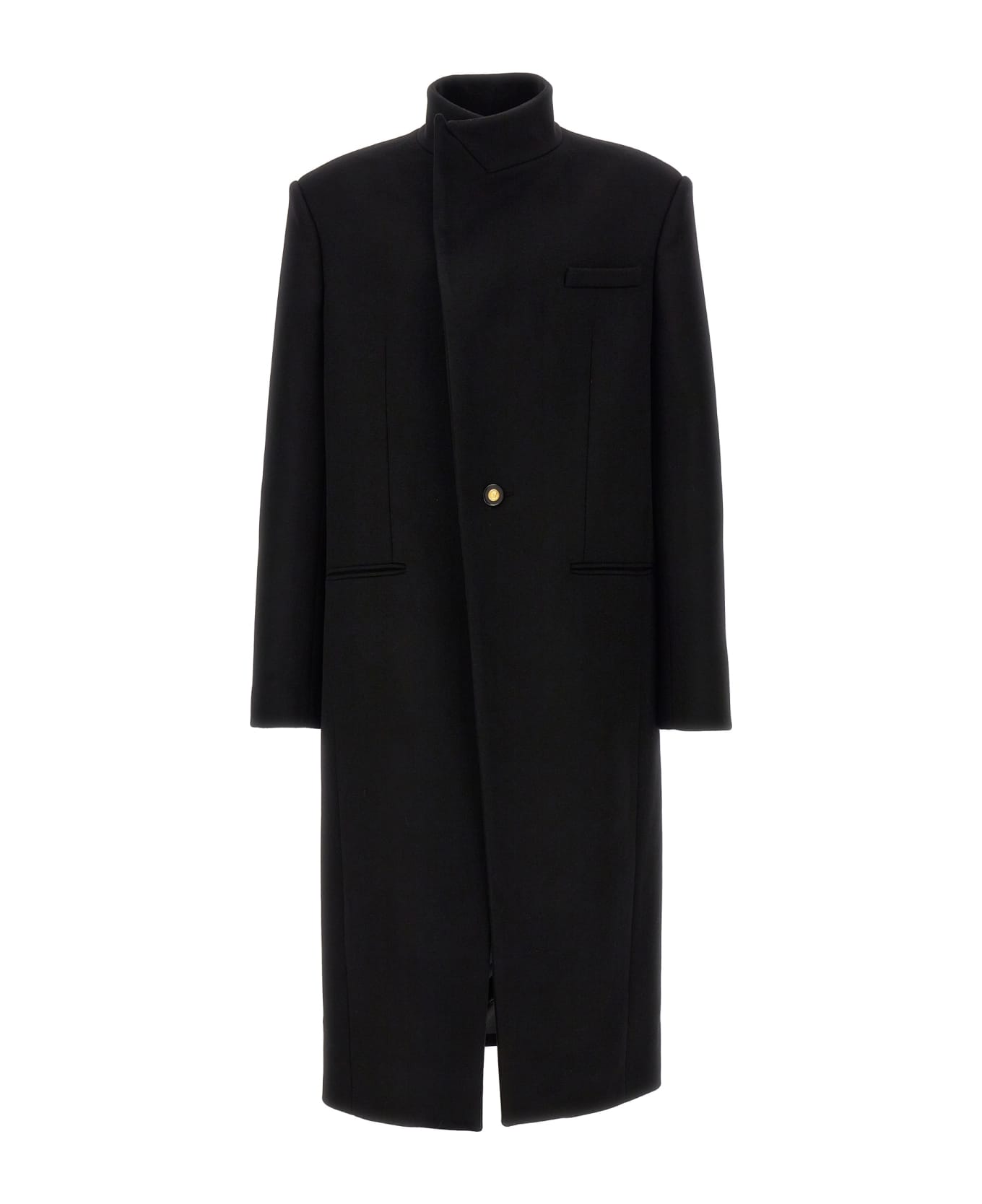 Balmain Single-breasted Long Coat - Black コート