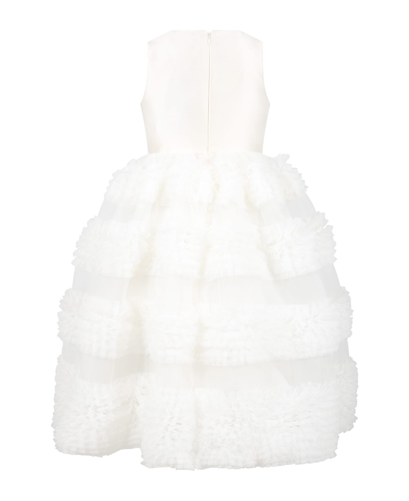 Elie Saab White Dress For Girl With Logo - White