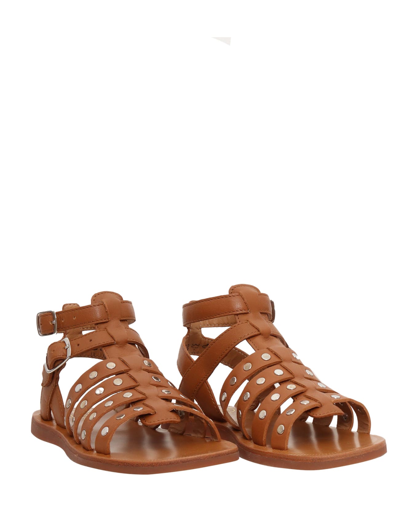 Pom d'Api Slave Sandals With Studs - CAMEL