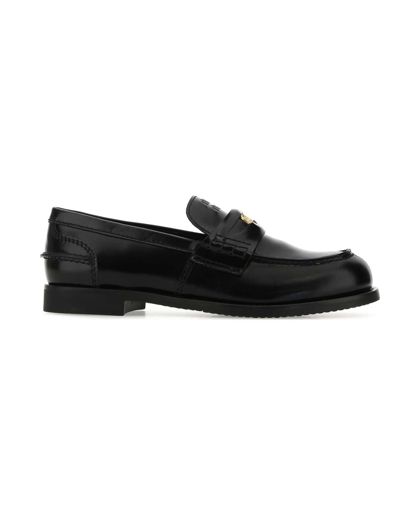 Miu Miu Black Leather Loafers - F0002