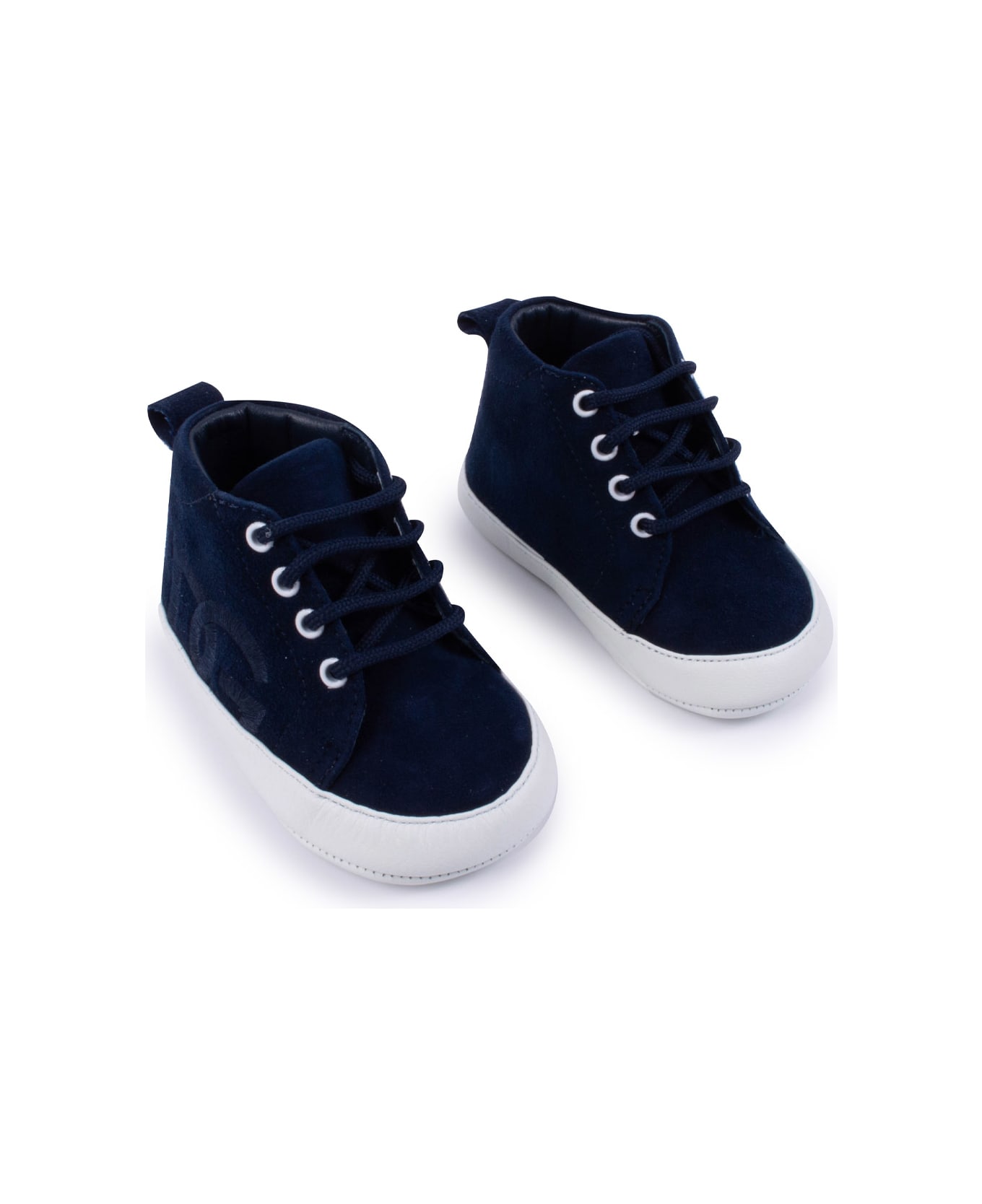 Dolce & Gabbana Suede Sneakers With Dg Logo Embroidery - Blue シューズ