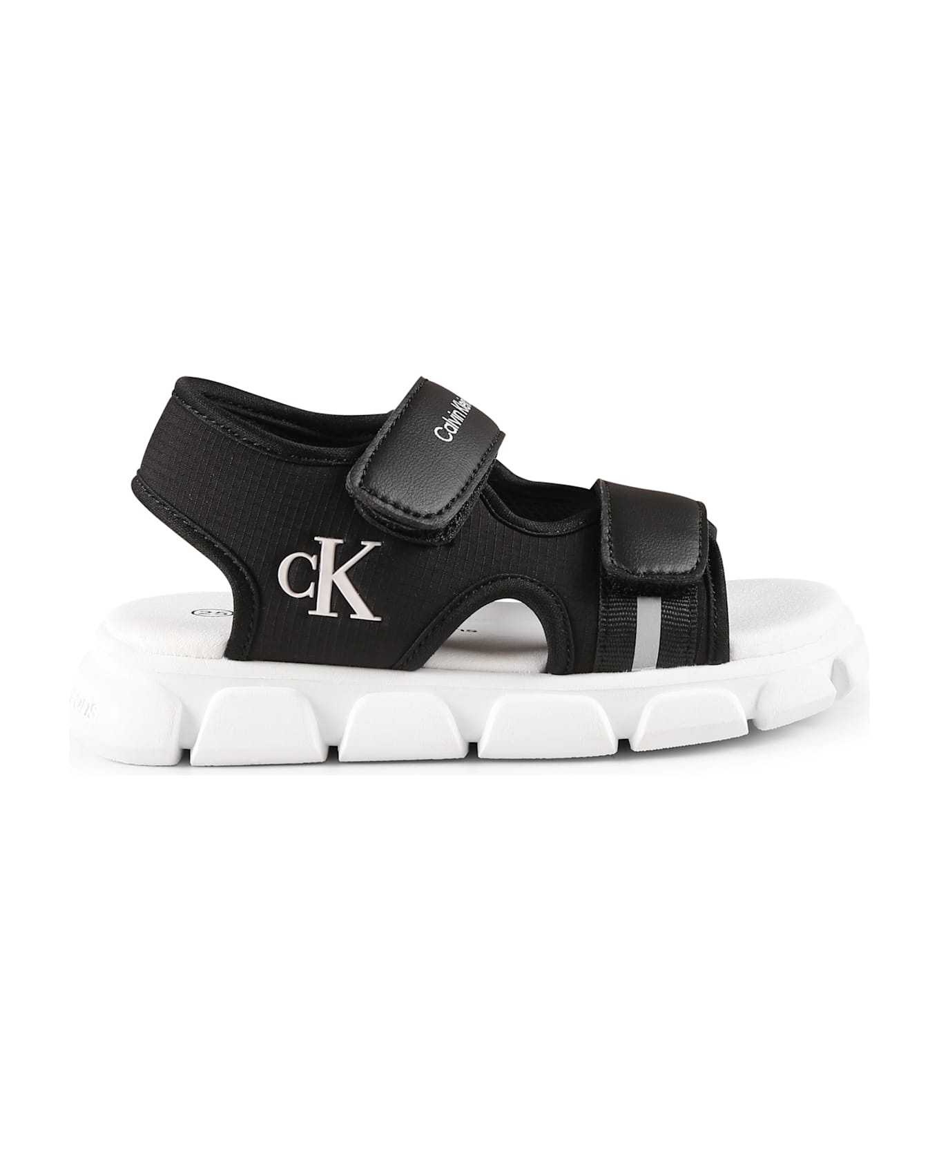 Calvin Klein Black Sandals For Kids With Logo - Black