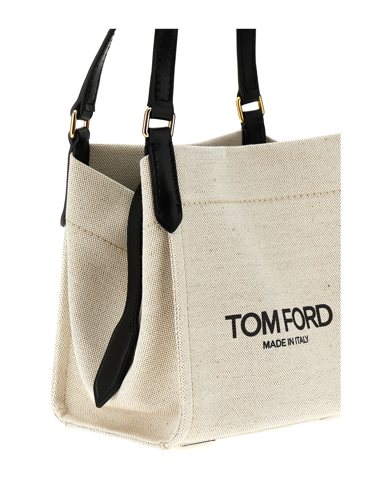 Tom Ford Logo Canvas Handbag - White/Black トートバッグ