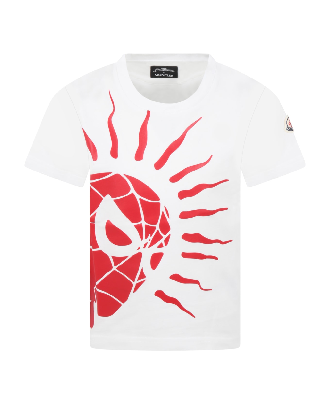 Moncler White T-shirt For Boy With Red Spiderman - White