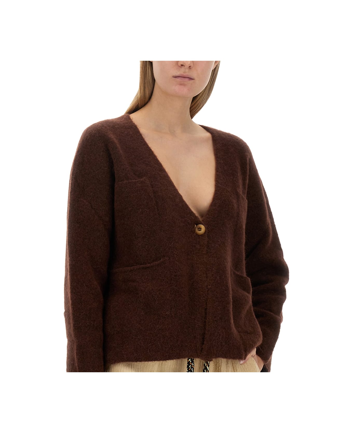 Alysi V-neck Sweater - BROWN