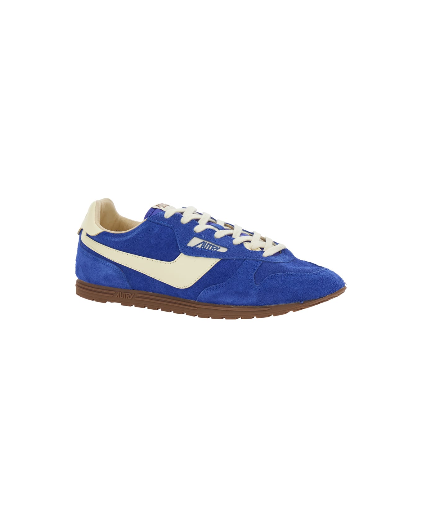 Autry 'windspin Low' Blue Sneaker With Logo On The Side And On The Heel In Suede Man - Blu