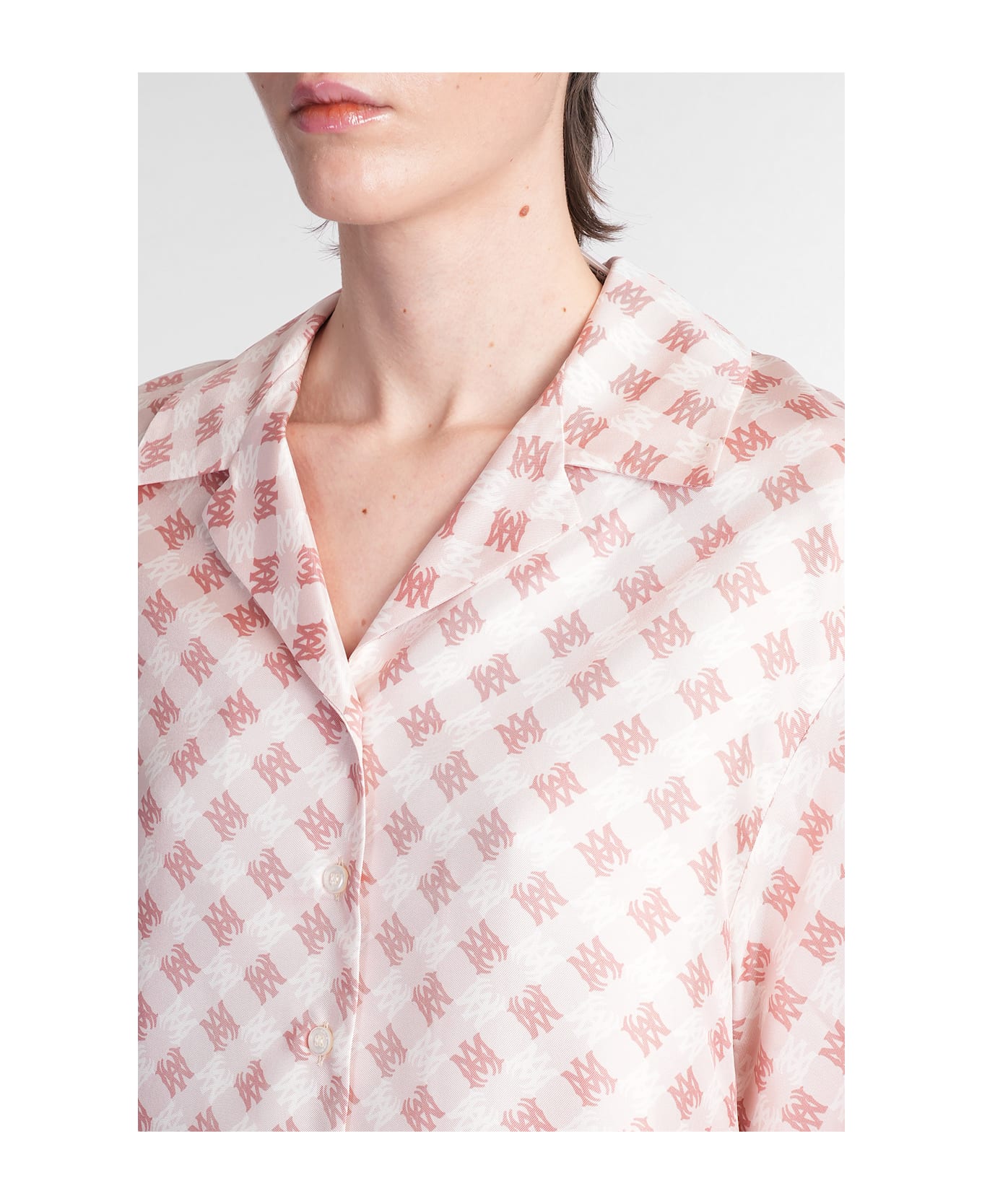 AMIRI Shirt In Rose-pink Silk - rose-pink