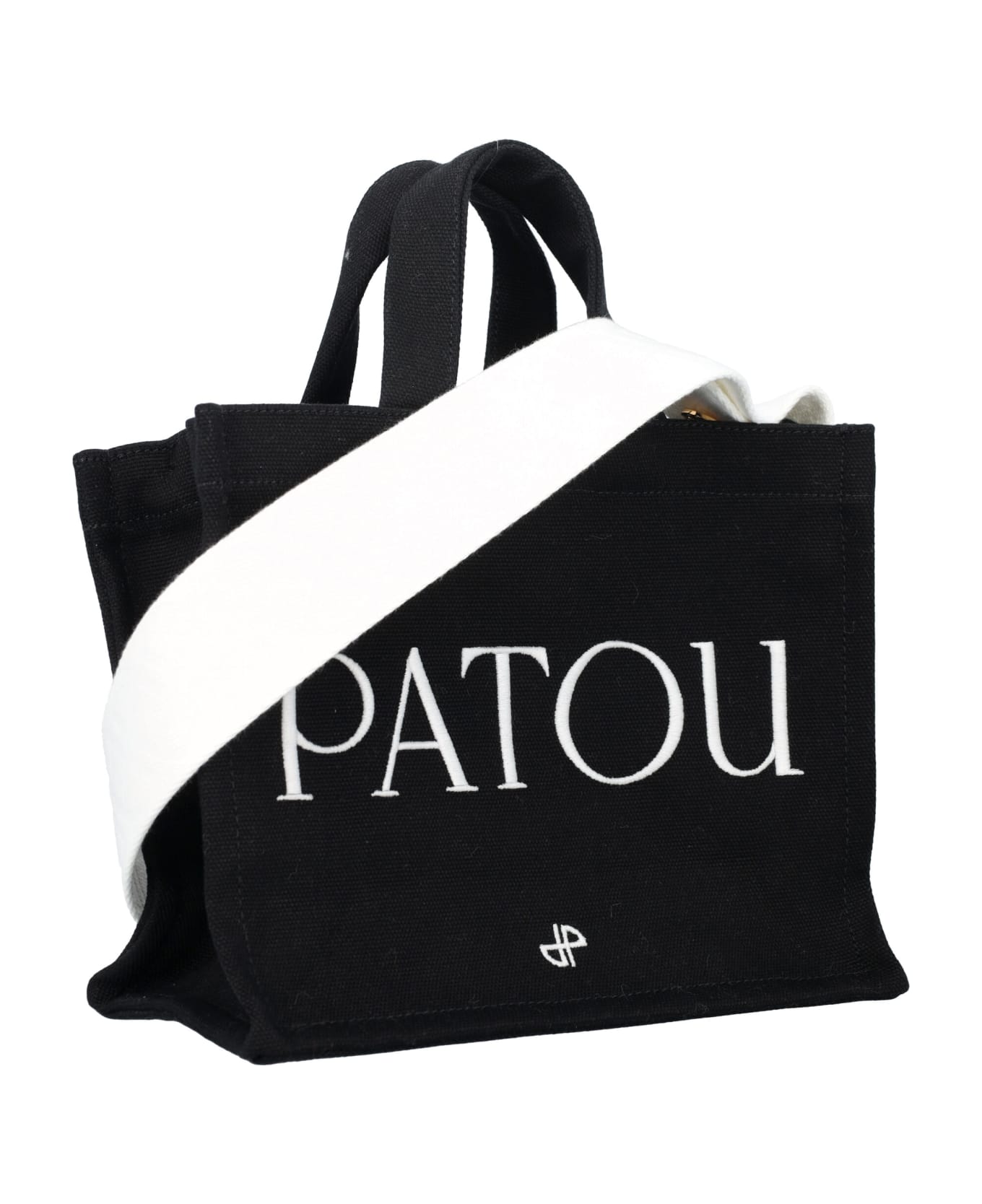 Patou Small Canvas Tote Bag - BLACK