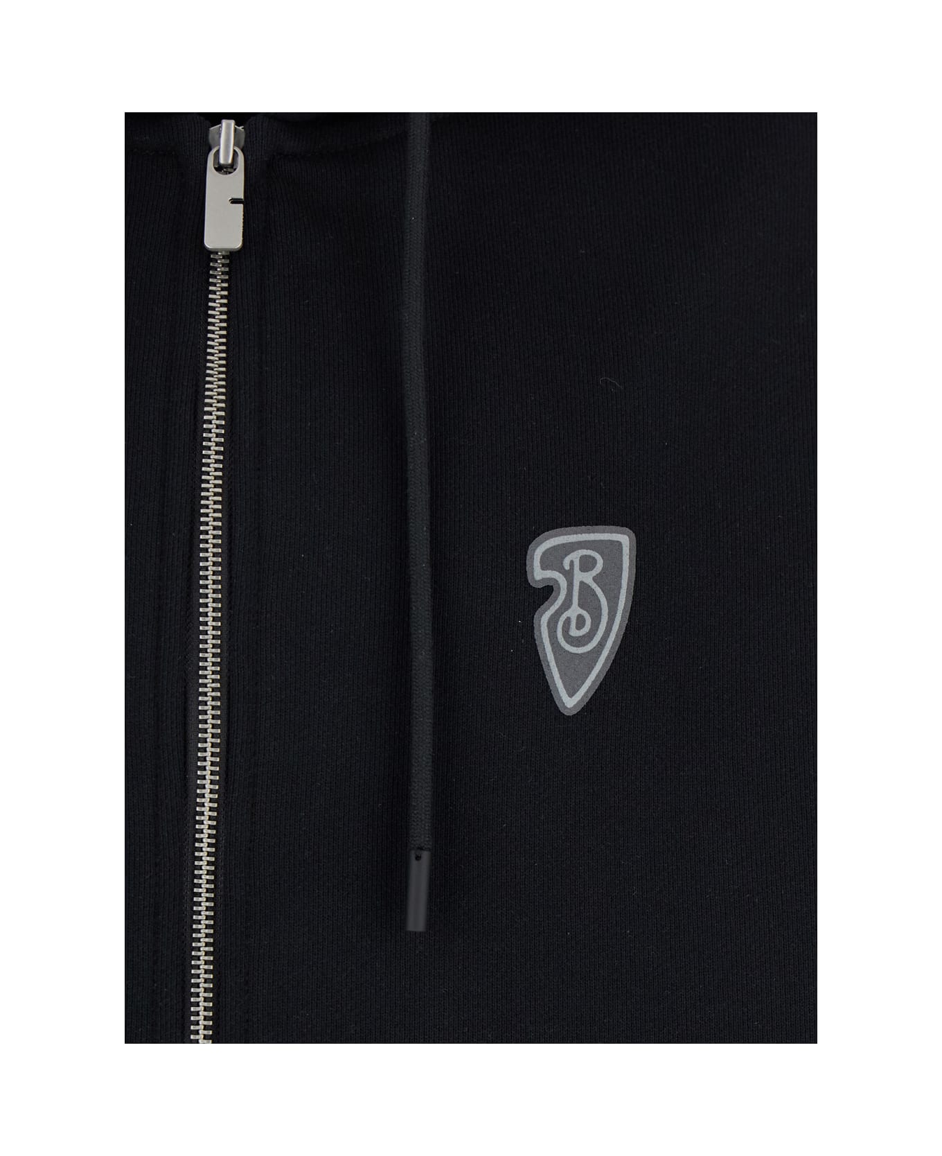 Burberry Ekd Motif Zip-up Drawstring Hoodie - Black