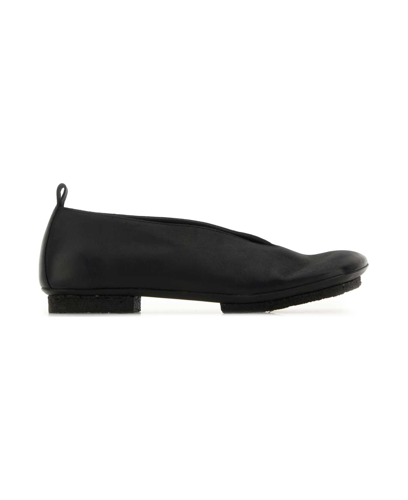 Uma Wang Black Leather Stone Ballerinas - BLACK