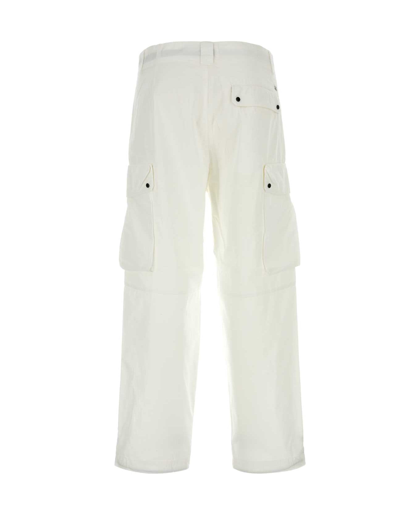 C.P. Company White Cotton Pant - GAUZEWHITE