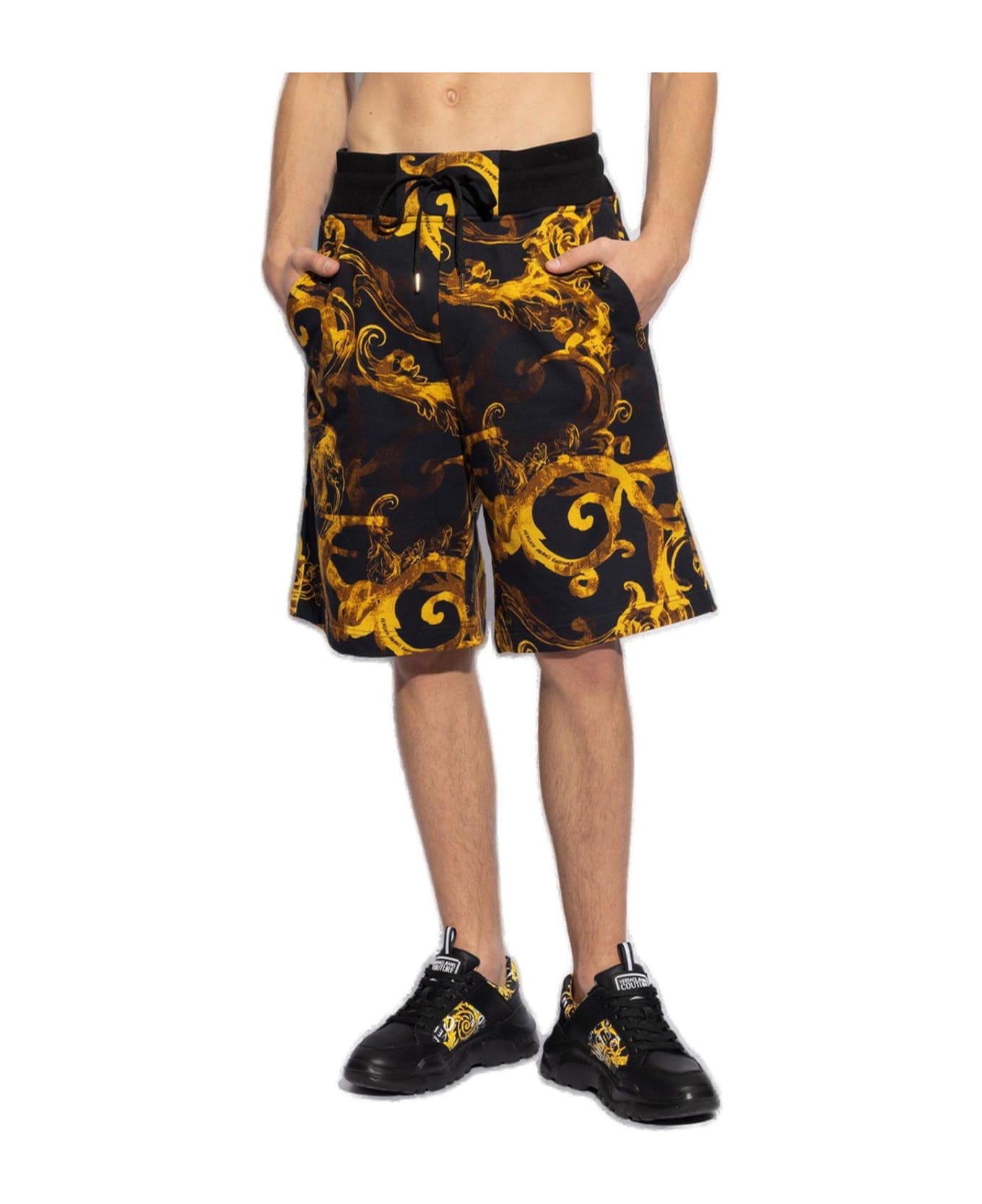 Versace Jeans Couture Barocco-printed Drawstring Track Shorts - Black ショートパンツ