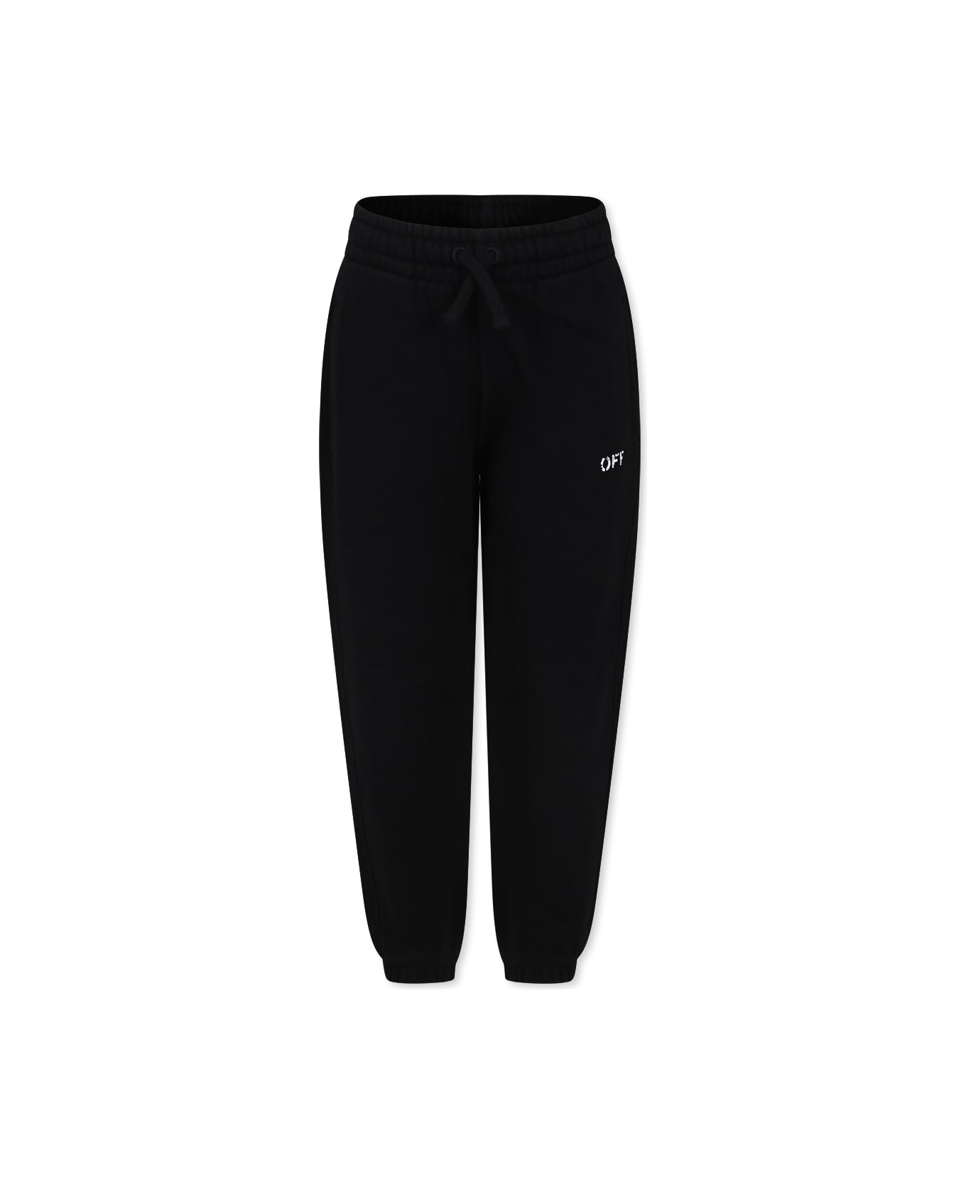 Off-White Black Trousers For Boy With Logo - Black