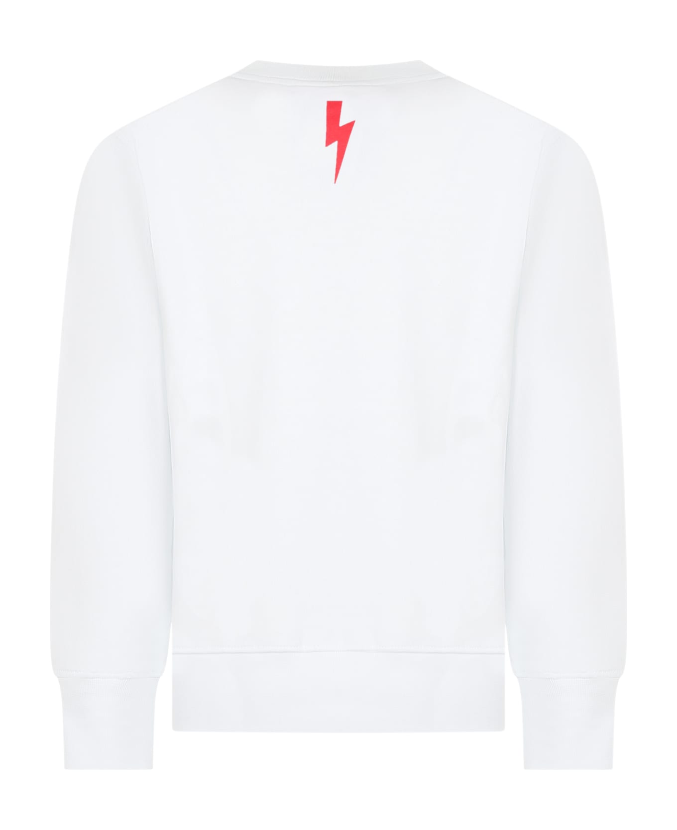 Neil Barrett White Sweatshirt For Boy With Red And White Logo - White ニットウェア＆スウェットシャツ