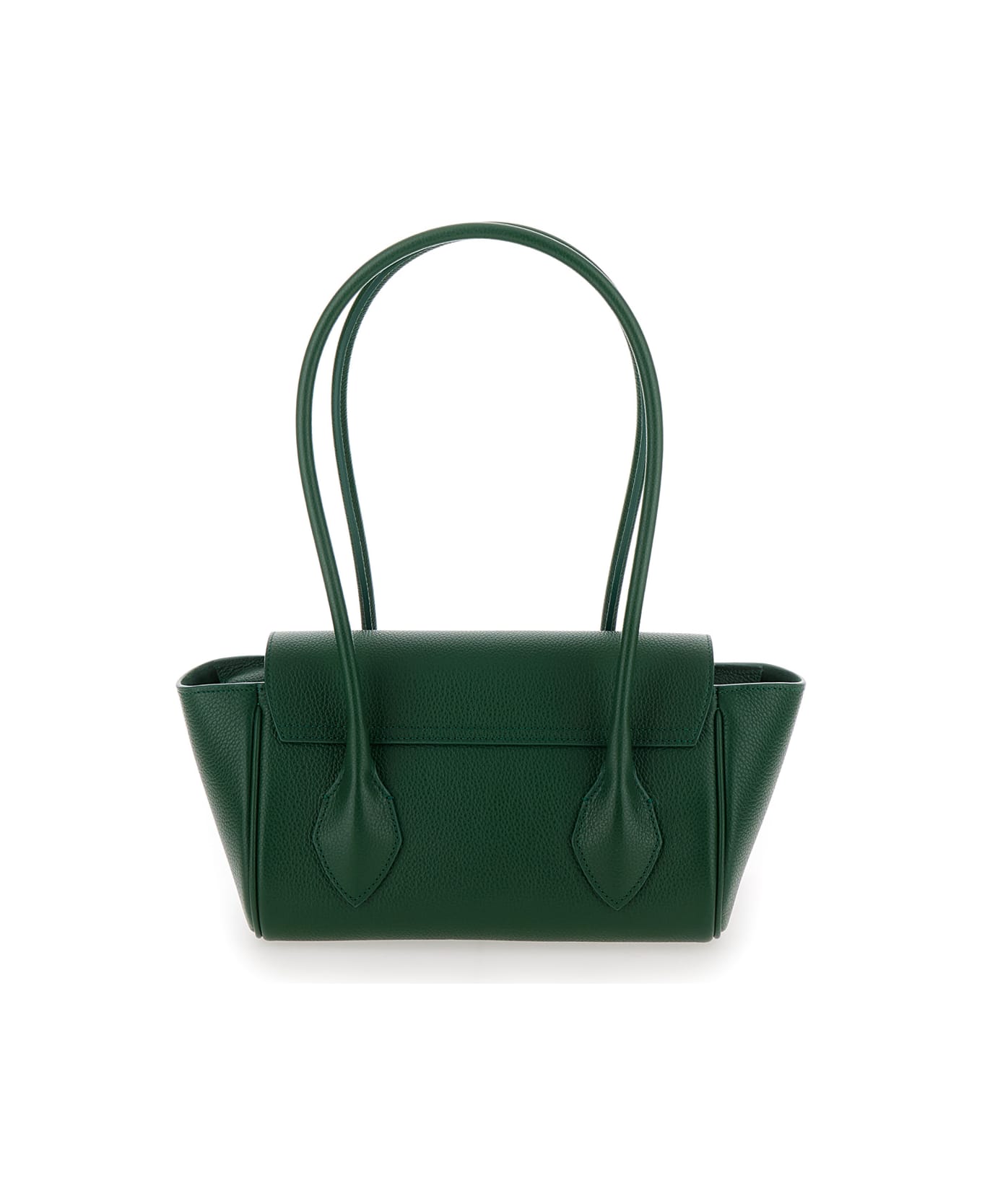 Ferragamo 'east-west S' Green Handbag With Logo Detail In Hammered Leather Woman - Green トートバッグ