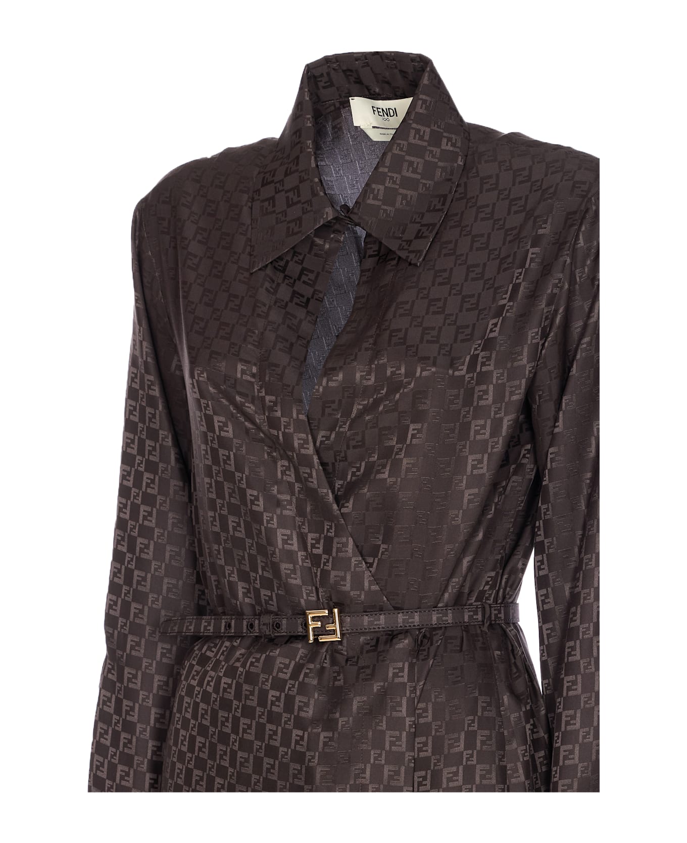 Fendi Midi Ff Motif Chemisier Dress